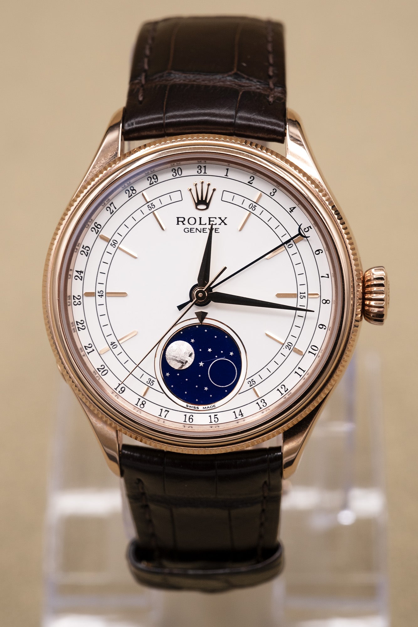 Rolex Cellini Moonphase White Dial on Leather Strap 50535 Complete 2022