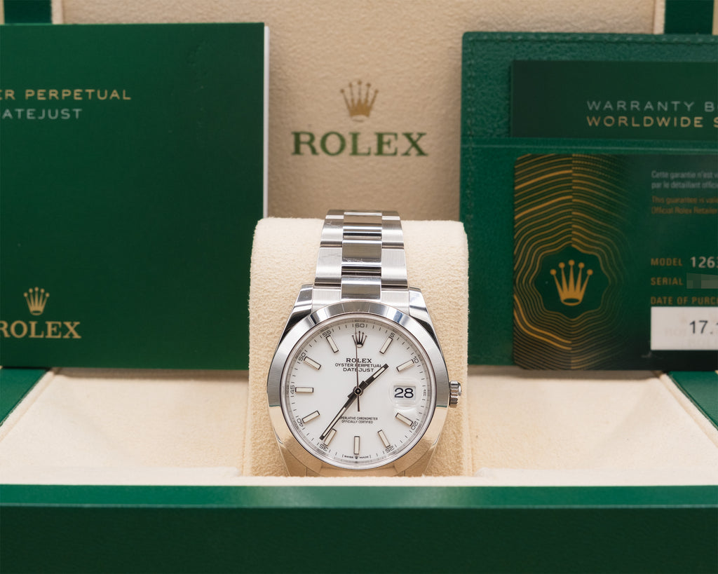 Rolex Datejust 41 White Index Dial on Oyster 126300 Complete 2024