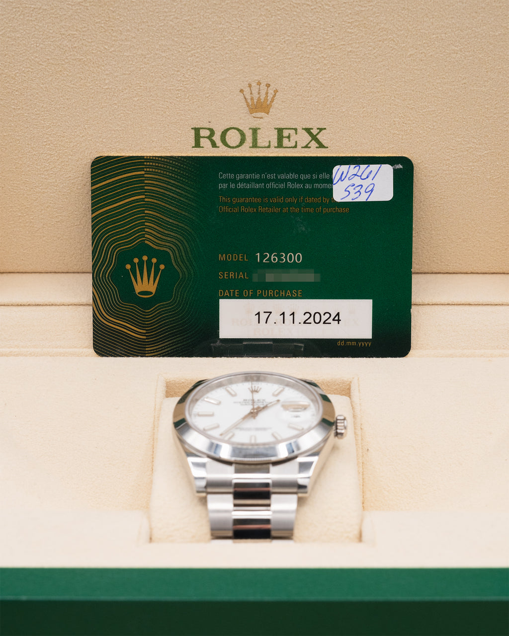 Rolex Datejust 41 White Index Dial on Oyster 126300 Complete 2024