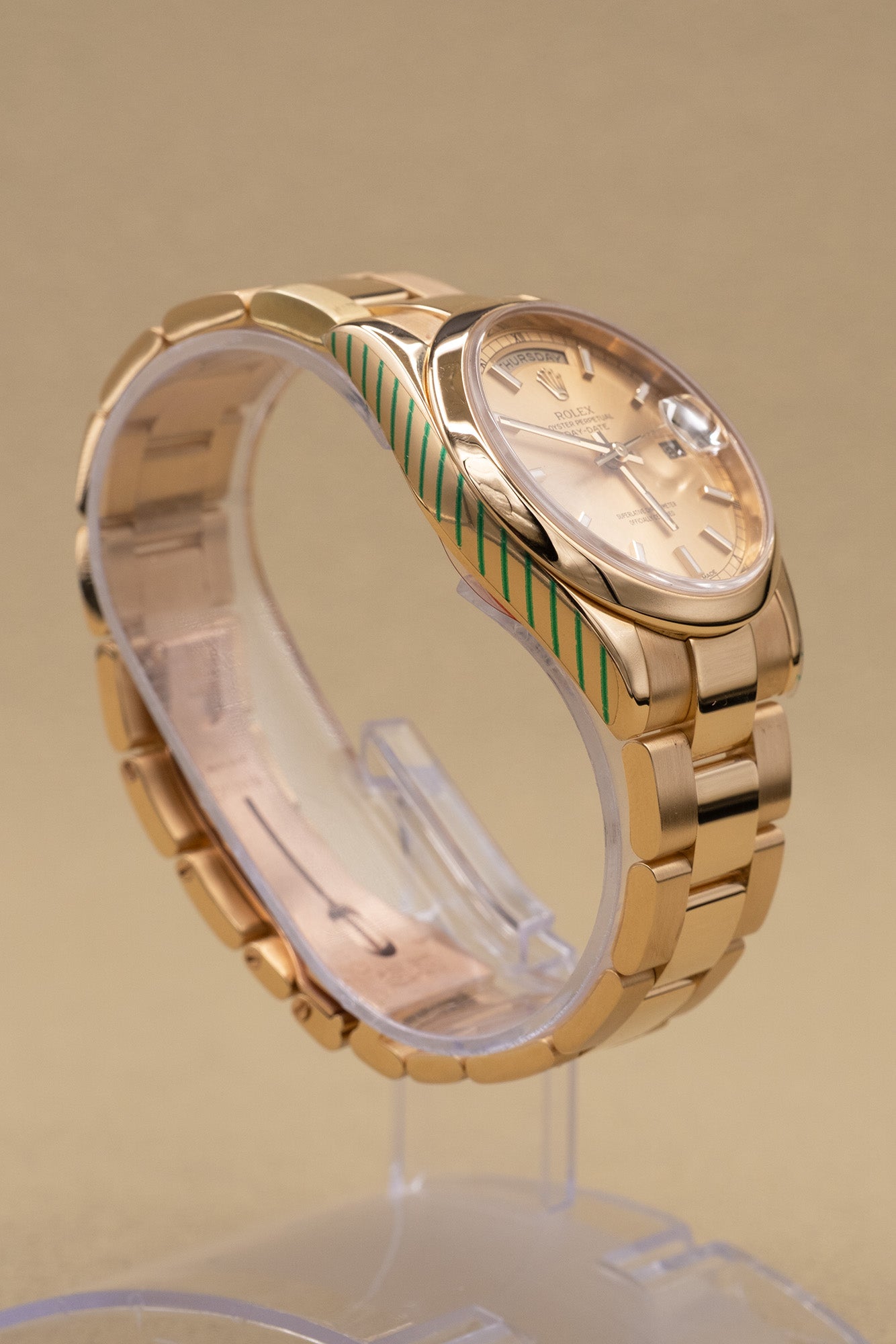 Rolex Day-Date 36 Champagne Dial on President 118208 with Box