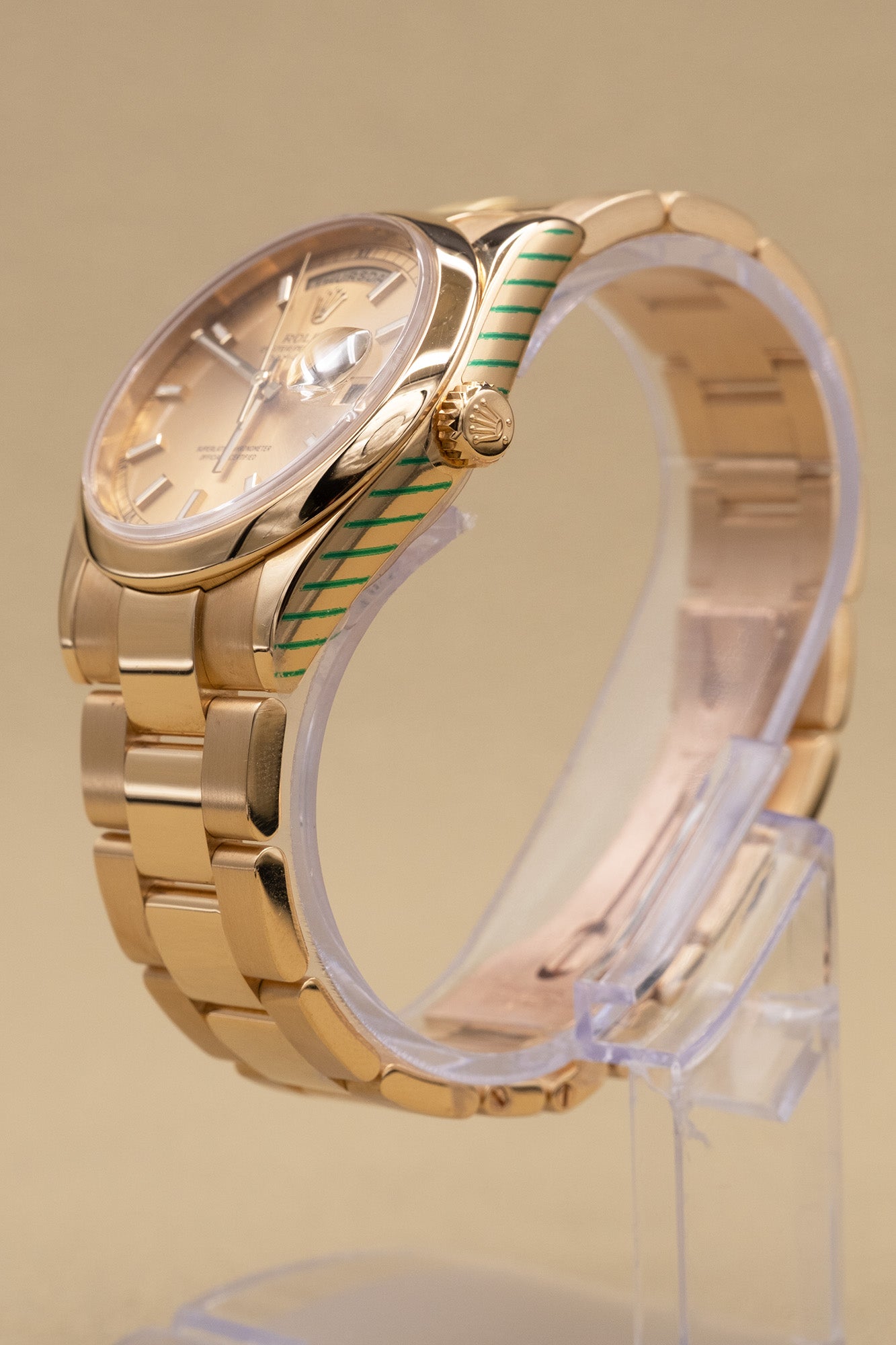 Rolex Day-Date 36 Champagne Dial on President 118208 with Box