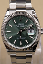 Rolex Datejust 36 Mint Green Index Dial on Oyster 126234 Complete 2023