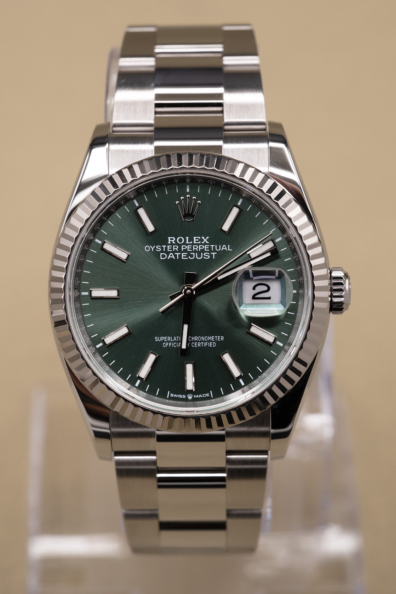 Rolex Datejust 36 Mint Green Index Dial on Oyster 126234 Complete 2023