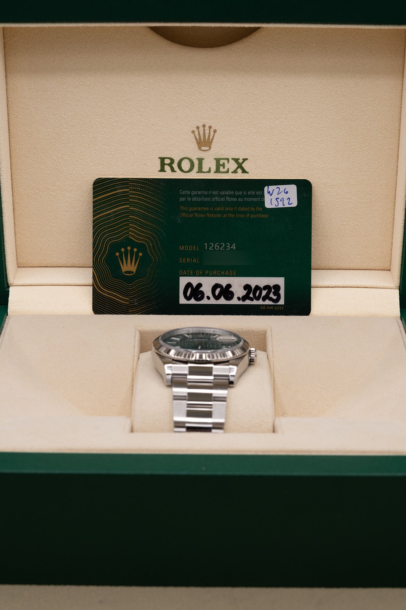Rolex Datejust 36 Mint Green Index Dial on Oyster 126234 Complete 2023