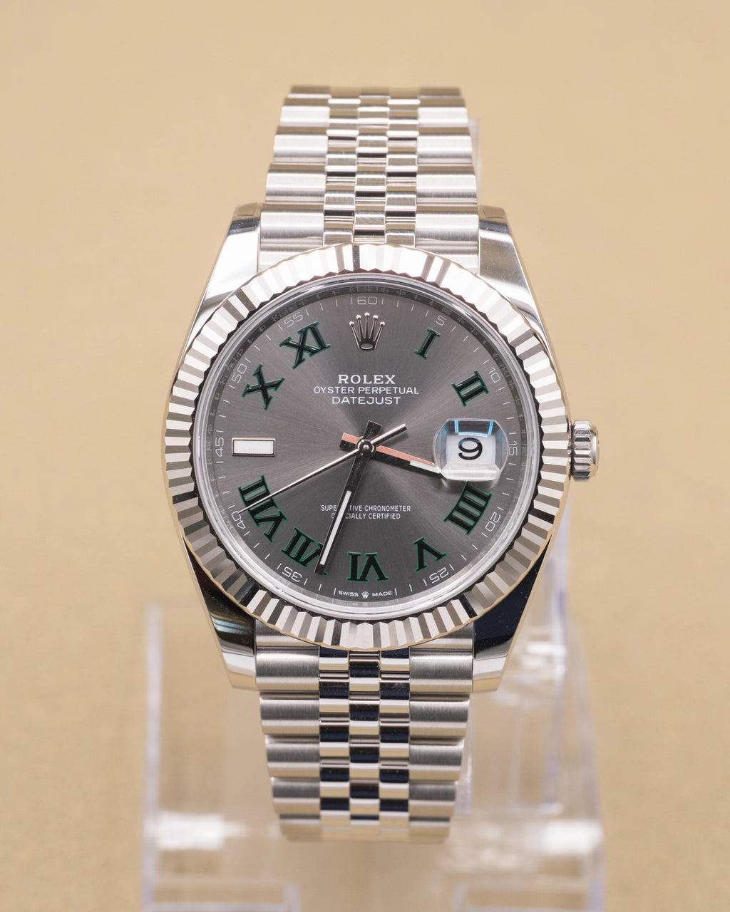 Rolex Datejust 41 Slate Green Roman Dial on Jubilee 126334 Complete