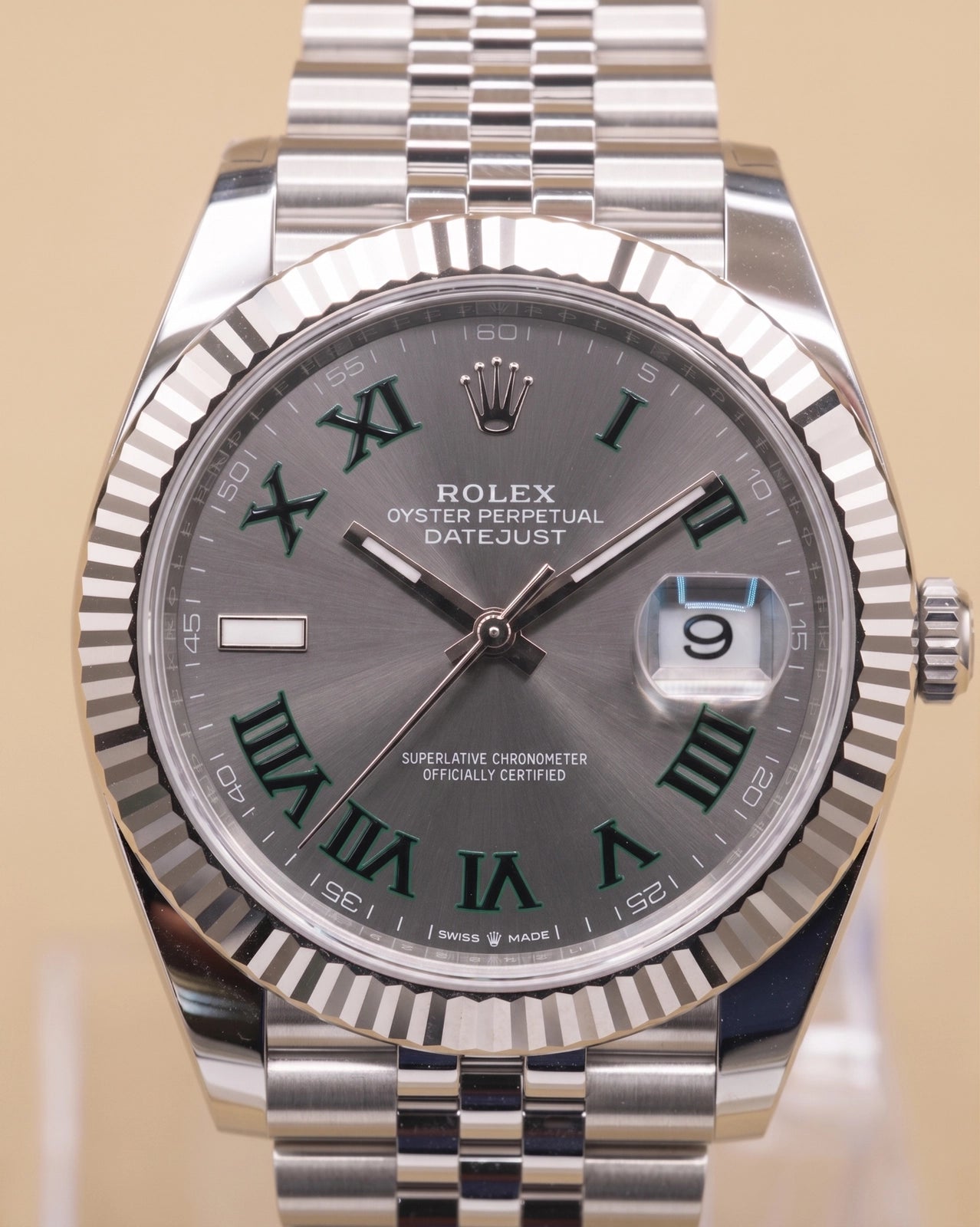 Rolex Datejust 41 Slate Green Roman Dial on Jubilee 126334 Complete