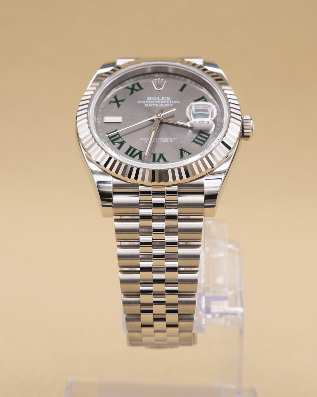 Rolex Datejust 41 Slate Green Roman Dial on Jubilee 126334 Complete