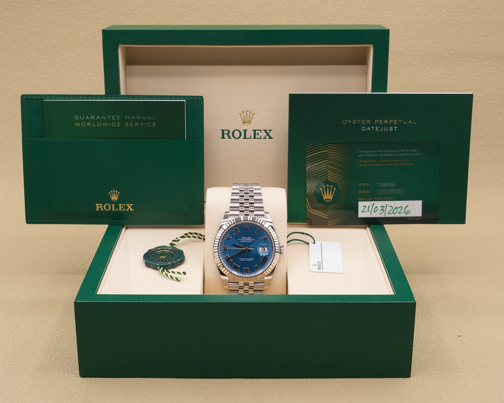 Rolex Datejust 41 Blue Roman Dial on Jubilee 126334 Complete 2026