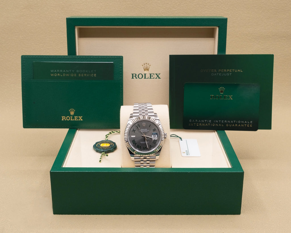 Rolex Datejust 41 Slate Green Roman Dial on Jubilee 126334 Complete