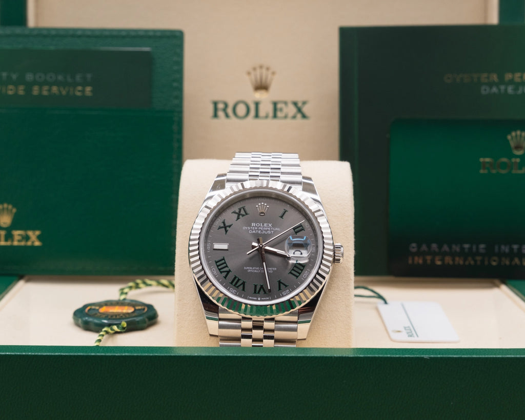 Rolex Datejust 41 Slate Green Roman Dial on Jubilee 126334 Complete