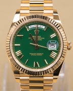 Rolex Day-Date 40 Green Roman Dial on President 228238 Complete 2026