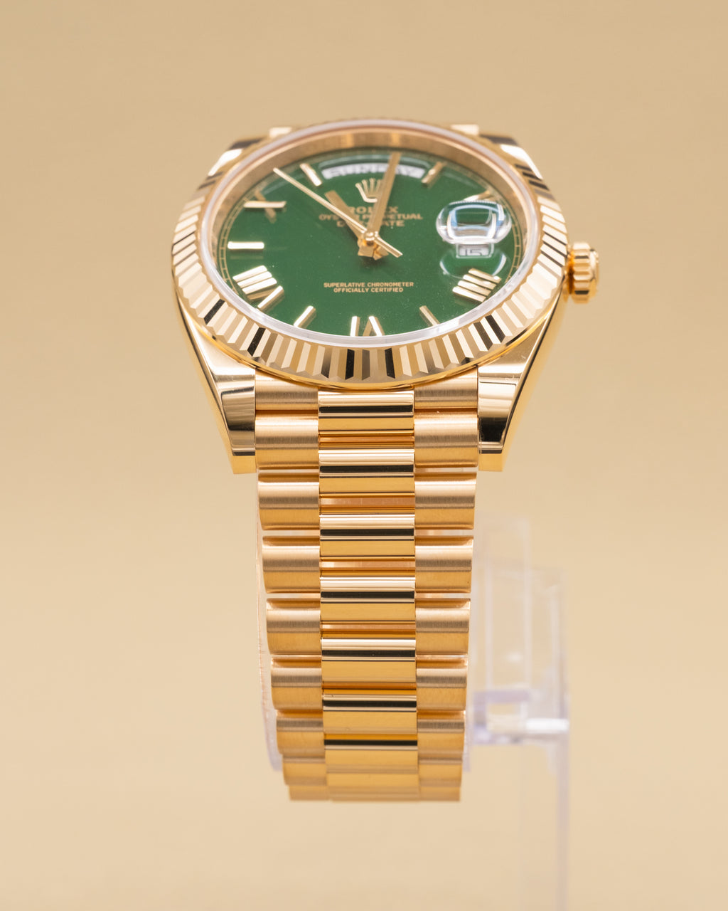 Rolex Day-Date 40 Green Roman Dial on President 228238 Complete 2026