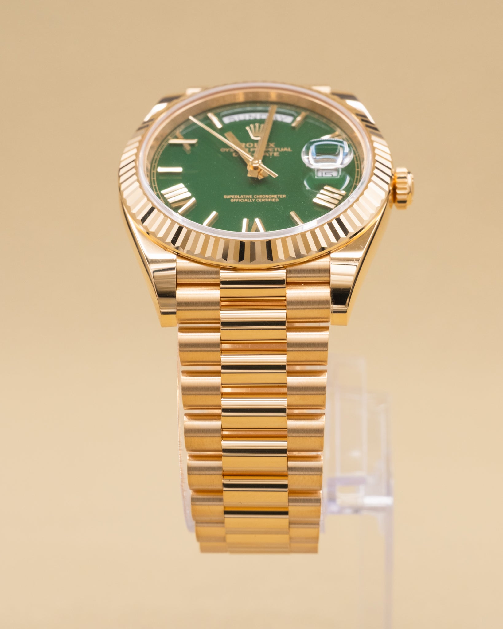 Rolex Day-Date 40 Green Roman Dial on President 228238 Complete 2026