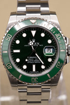 Rolex Submariner Hulk Green Dial on Oyster 116610LV Complete 2015