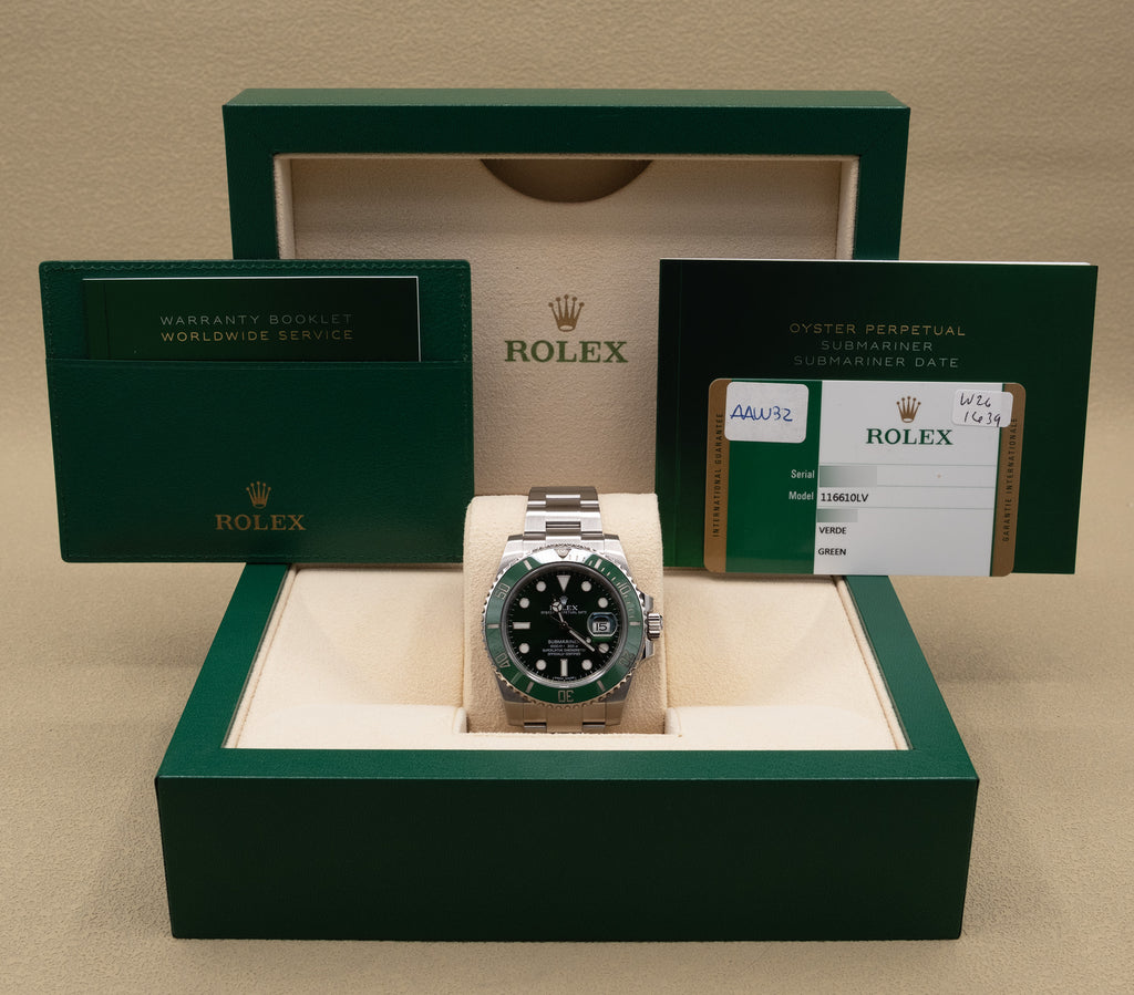 Rolex Submariner Hulk Green Dial on Oyster 116610LV Complete 2015