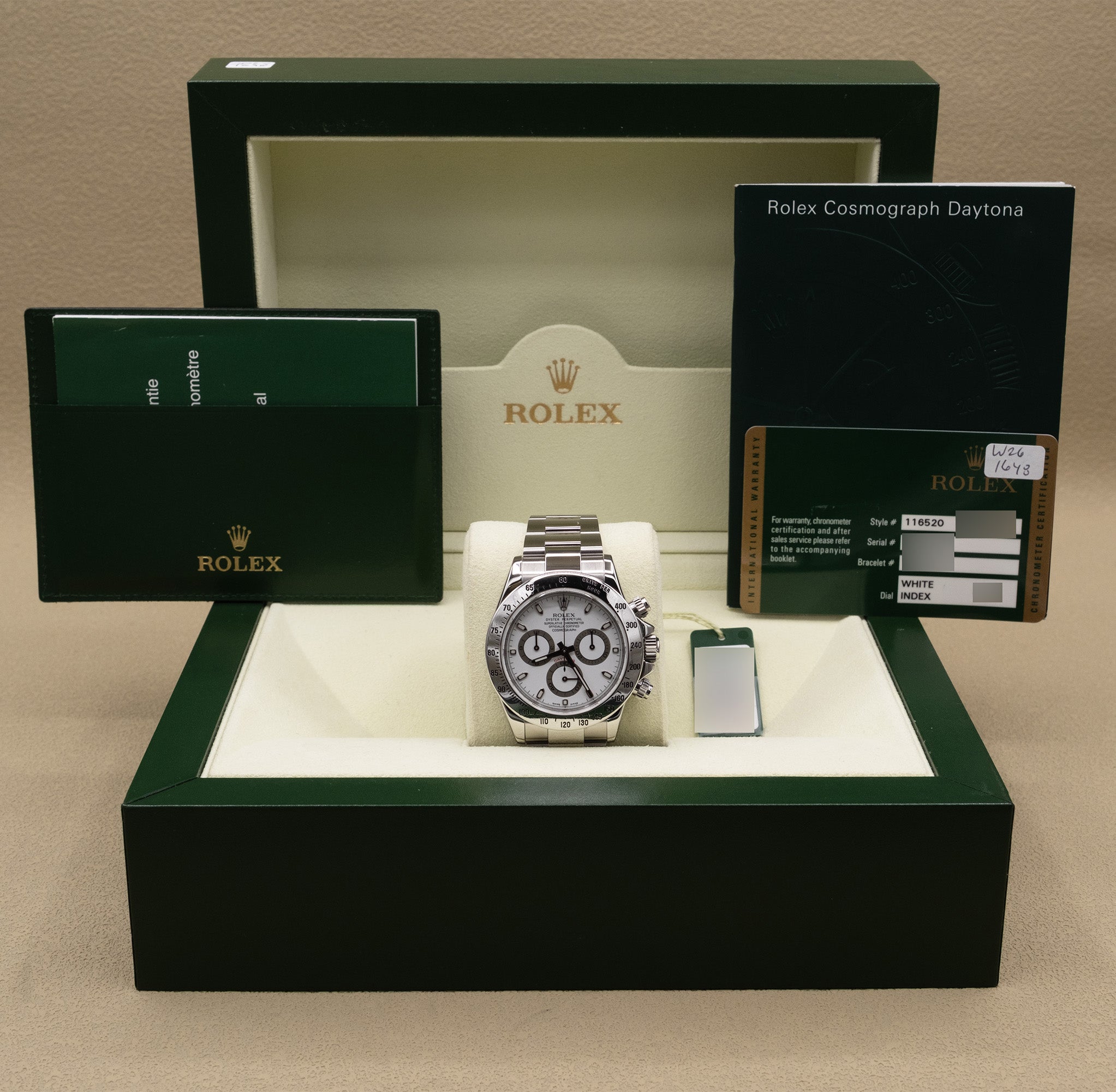 Rolex Daytona White Dial on Oyster 116520 Complete 2010