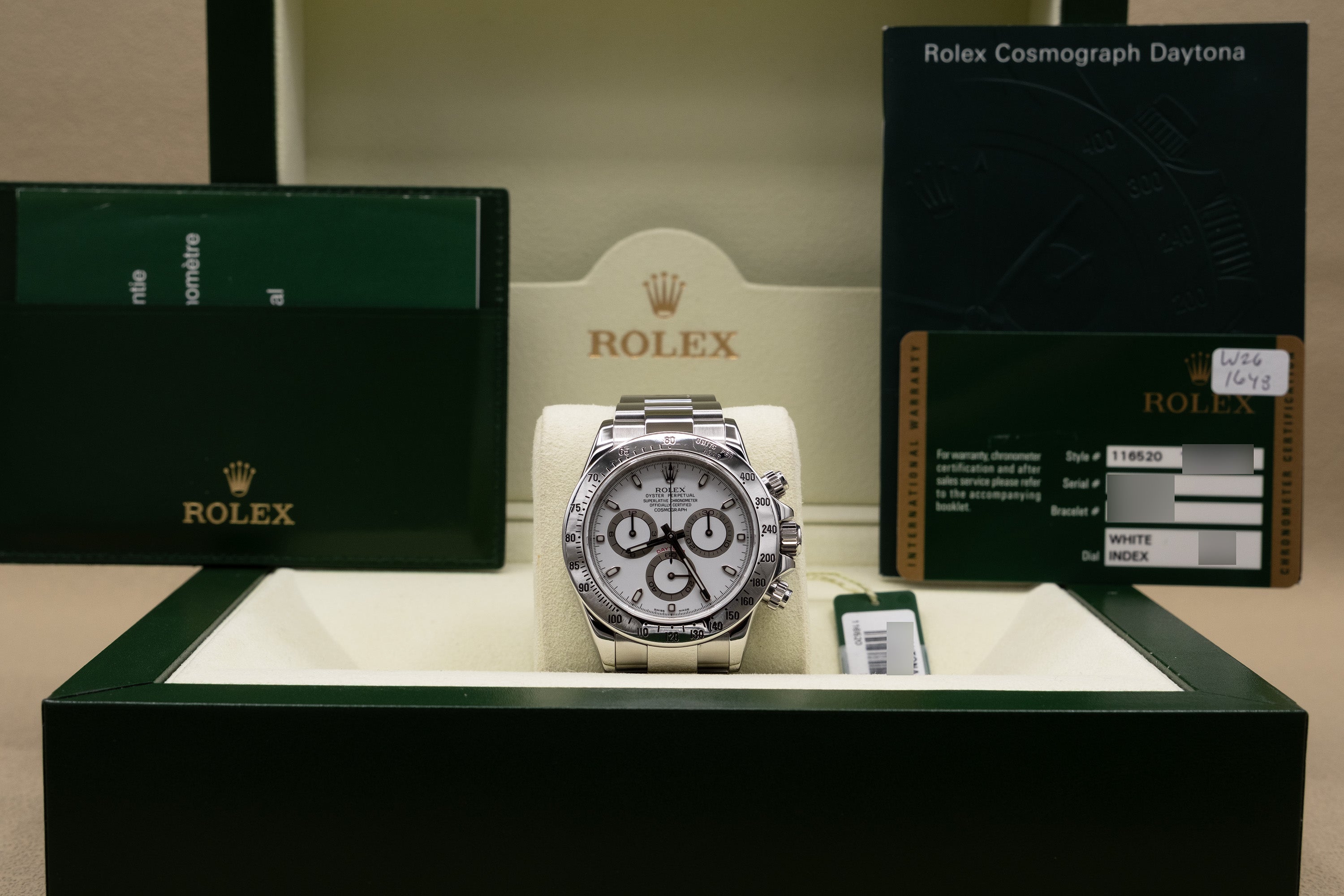 Rolex Daytona White Dial on Oyster 116520 Complete 2010