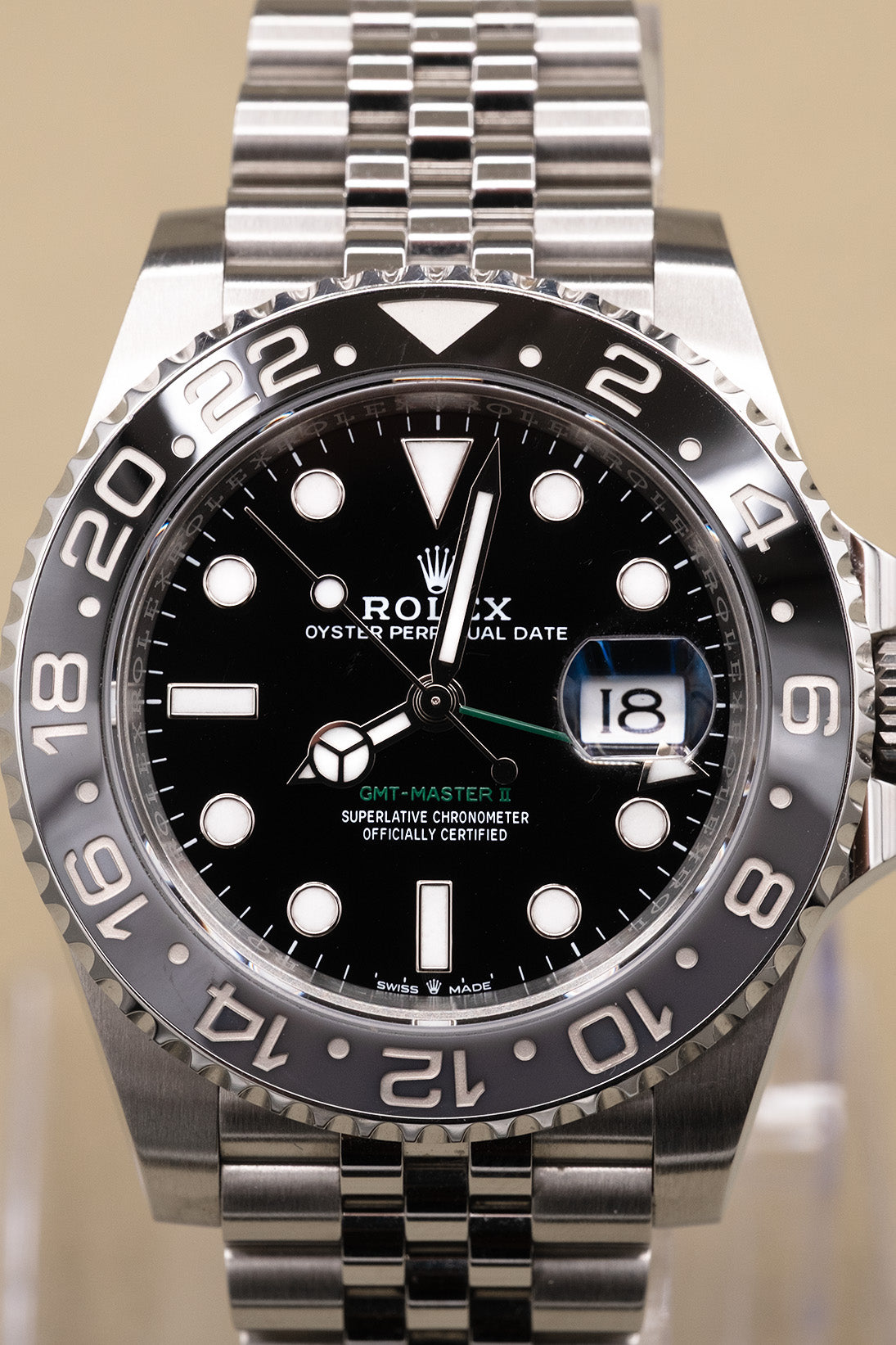 Rolex GMT-Master II Bruce Wayne Black Dial on Jubilee 126710GRNR Complete 2024
