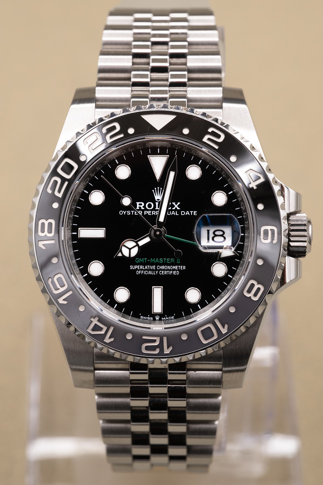 Rolex GMT-Master II Bruce Wayne Black Dial on Jubilee 126710GRNR Complete 2024