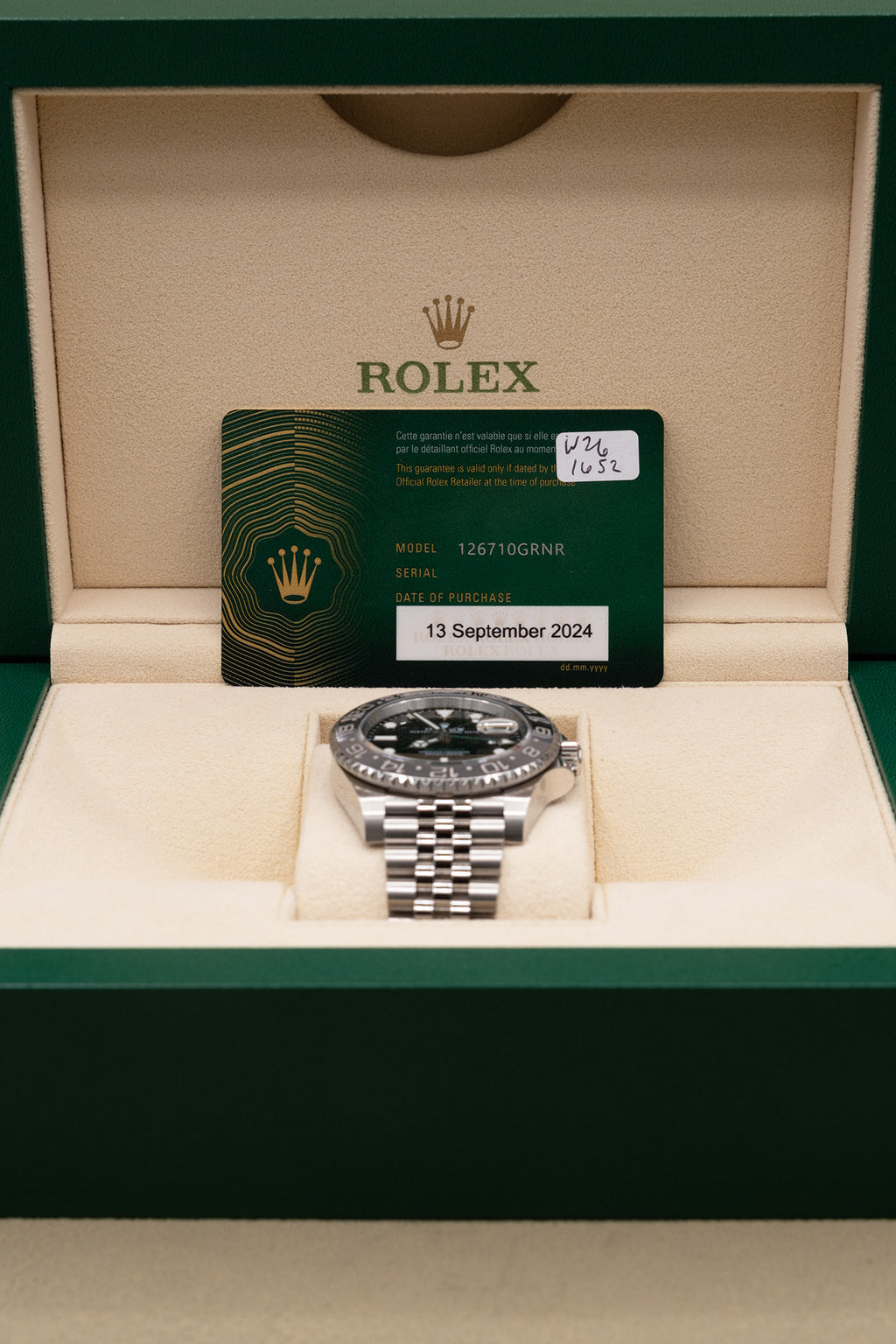 Rolex GMT-Master II Bruce Wayne Black Dial on Jubilee 126710GRNR Complete 2024