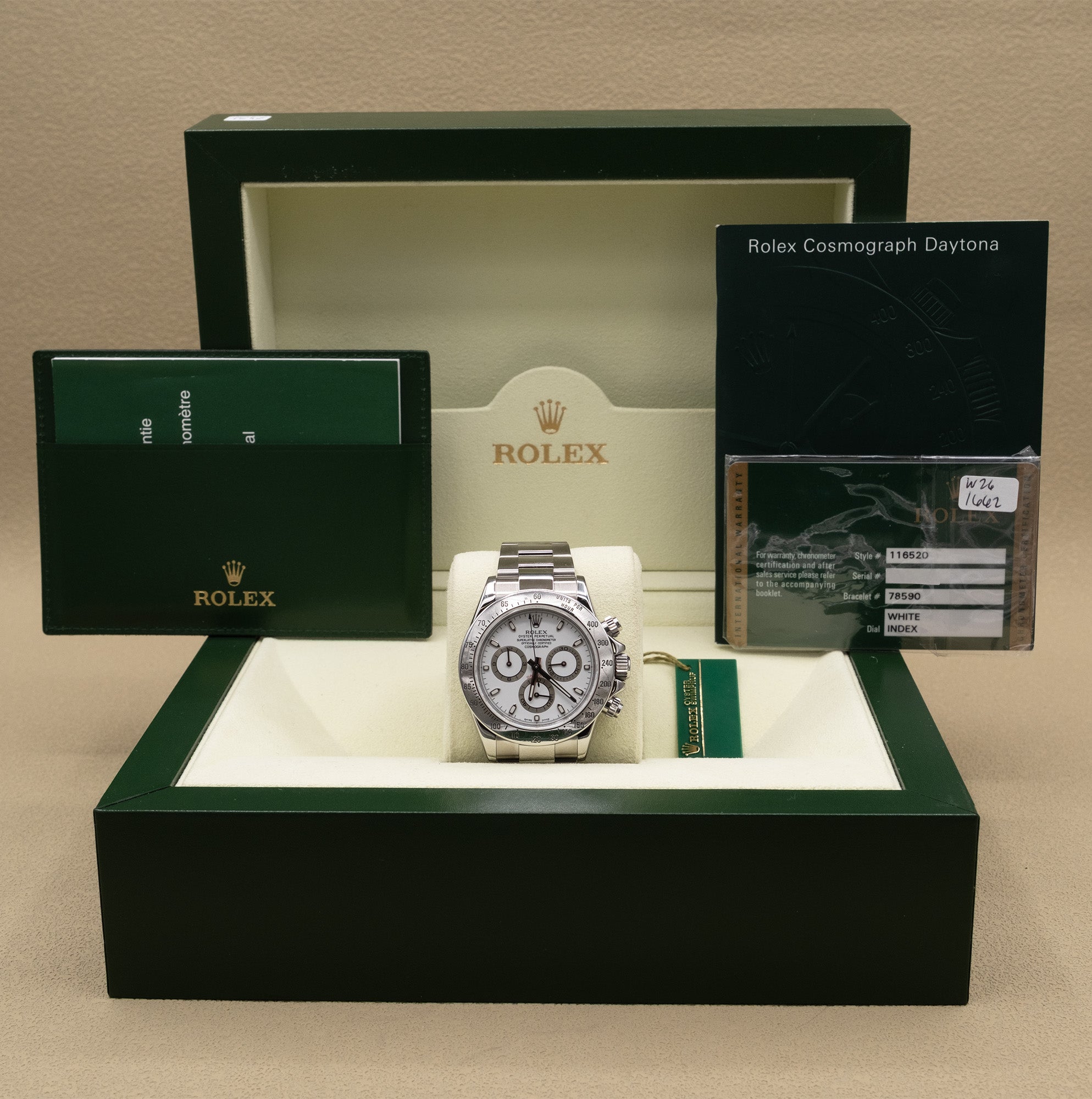 Rolex Daytona White Dial on Oyster 116520 Complete Open Date