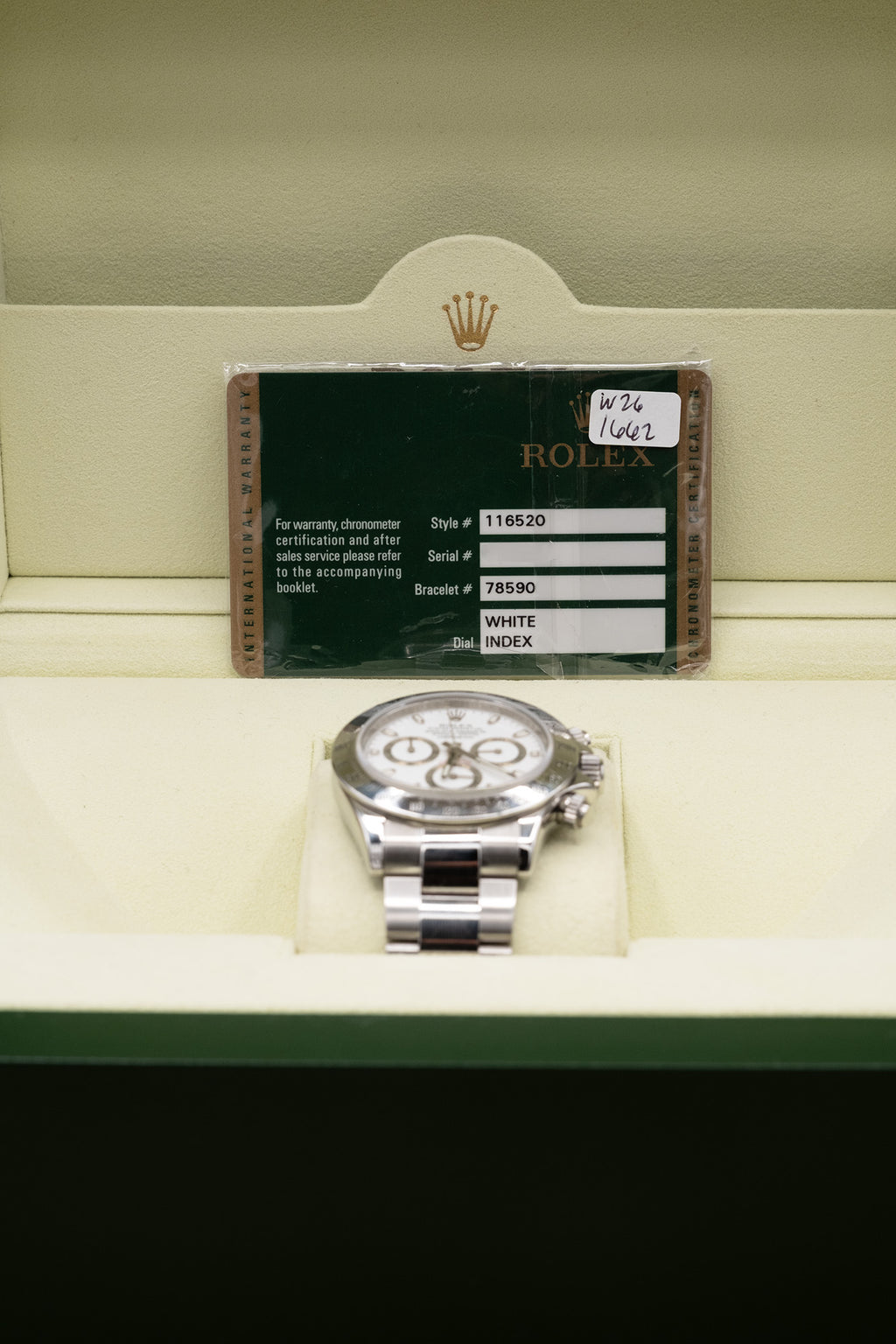 Rolex Daytona White Dial on Oyster 116520 Complete Open Date