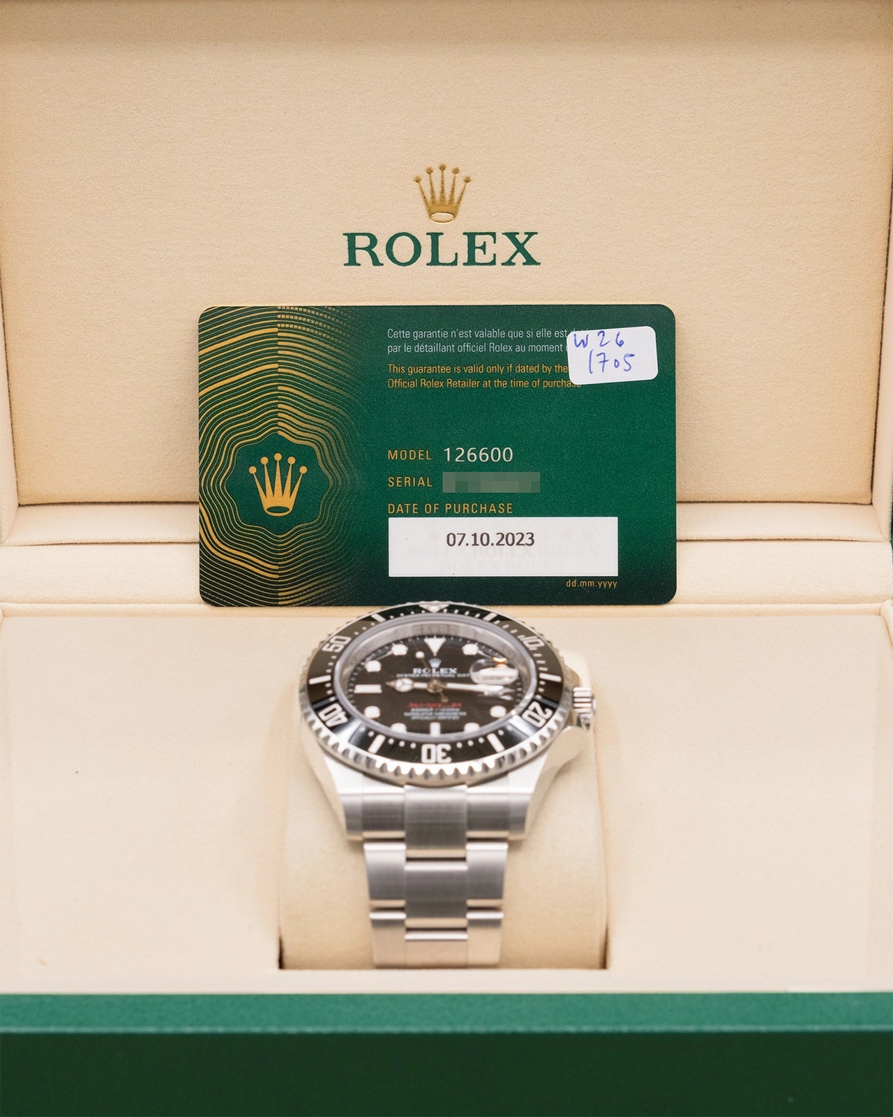 Rolex Sea-Dweller 43 Black Dial on Oyster 126600 Complete 2023