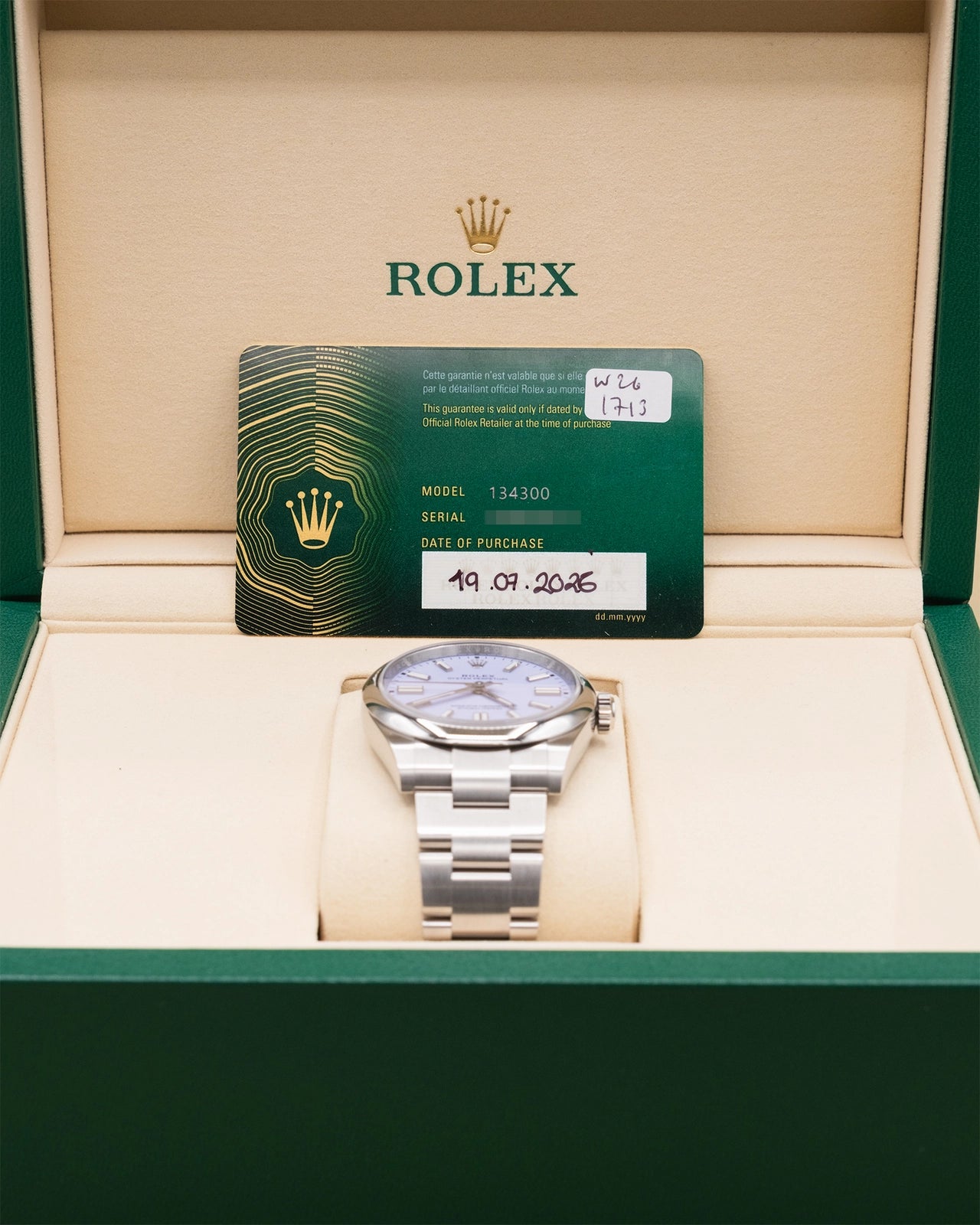 Rolex Oyster Perpetual Lavender Dial on Oyster 134300 Complete 2025