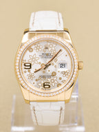 Rolex Datejust 36 Silver Flower Arabic Dial on Leather 116188 Complete 2012