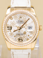 Rolex Datejust 36 Silver Flower Arabic Dial on Leather 116188 Complete 2012