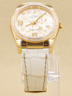 Rolex Datejust 36 Silver Flower Arabic Dial on Leather 116188 Complete 2012