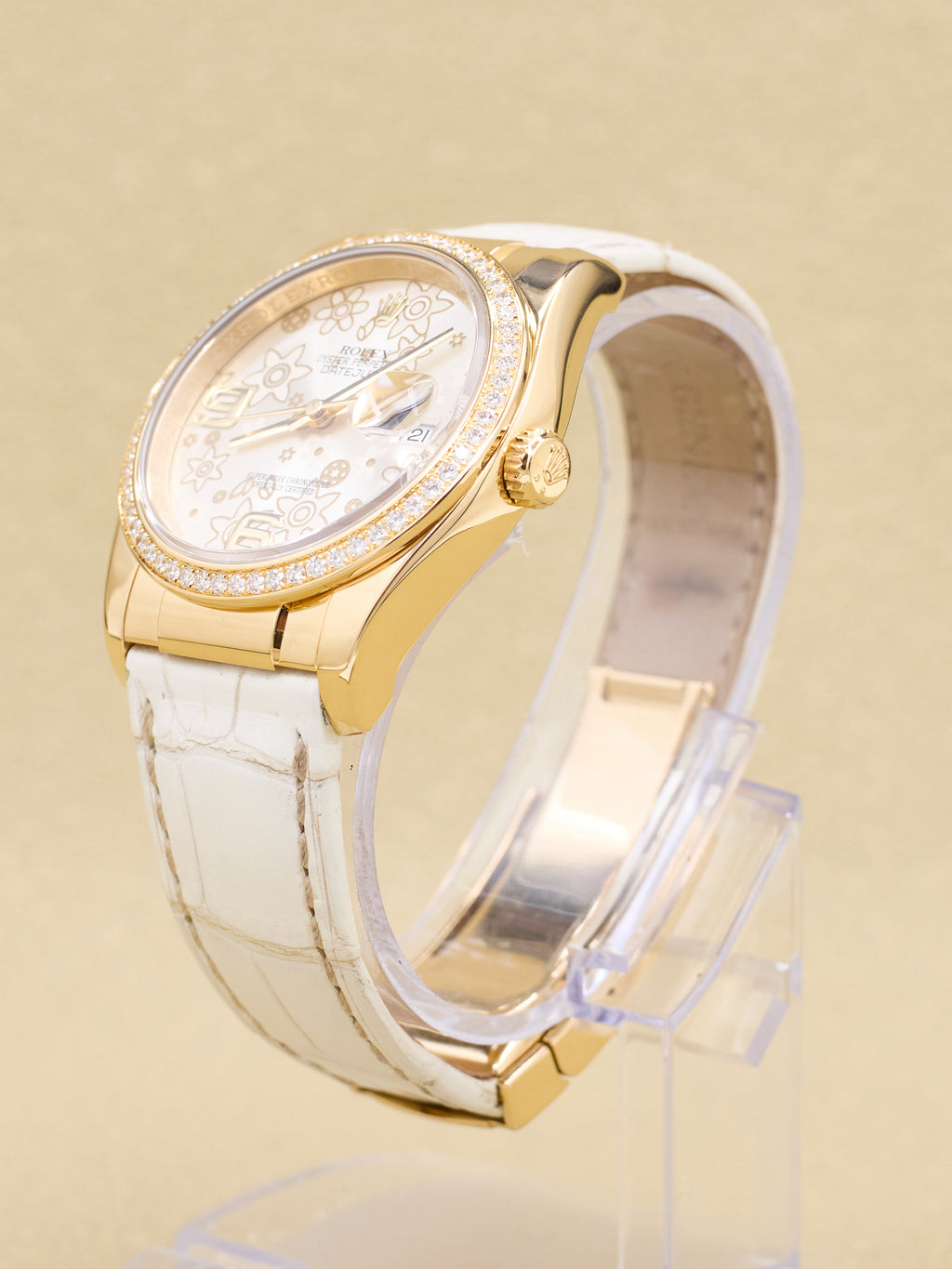 Rolex Datejust 36 Silver Flower Arabic Dial on Leather 116188 Complete 2012