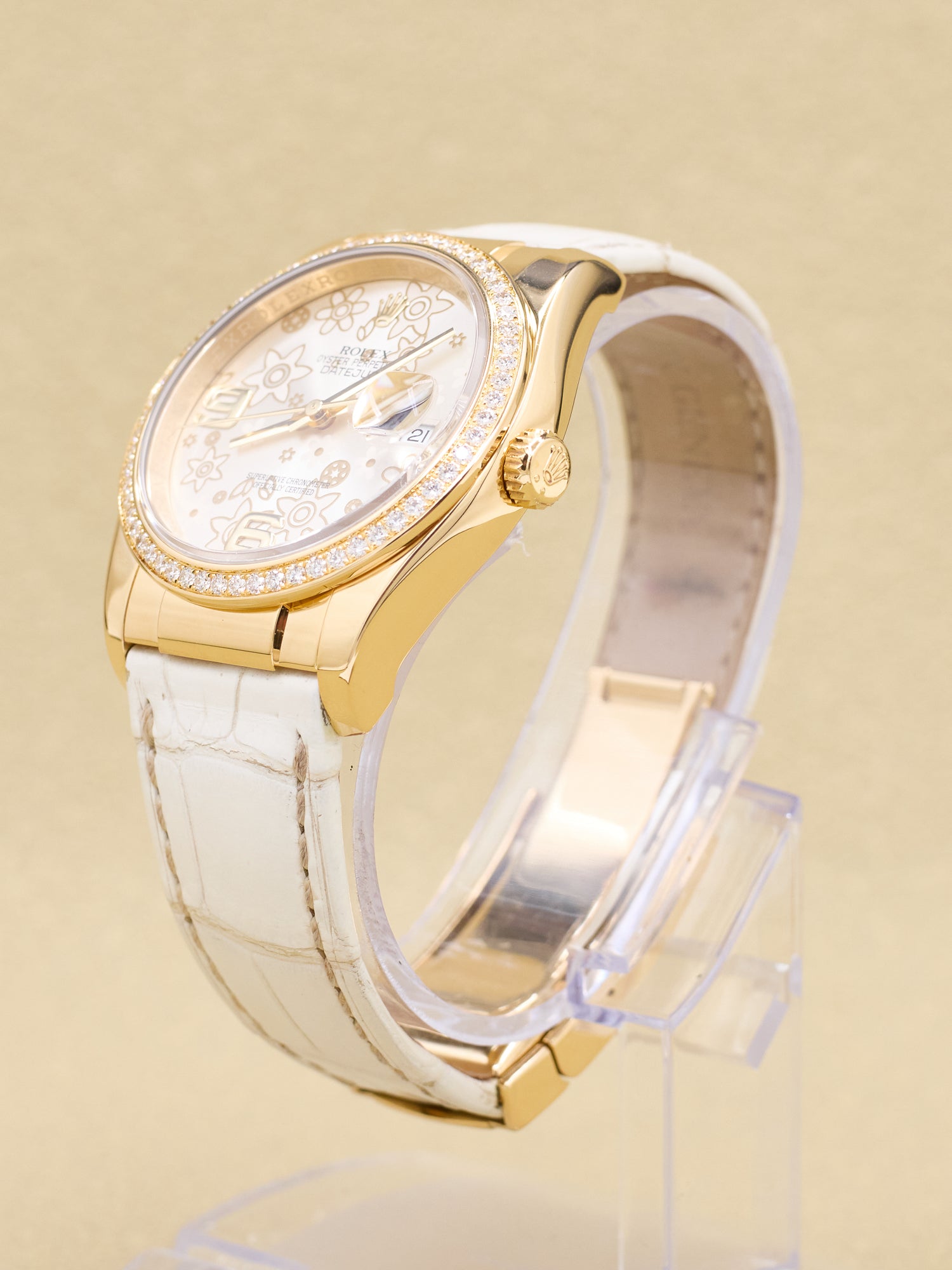 Rolex Datejust 36 Silver Flower Arabic Dial on Leather 116188 Complete 2012