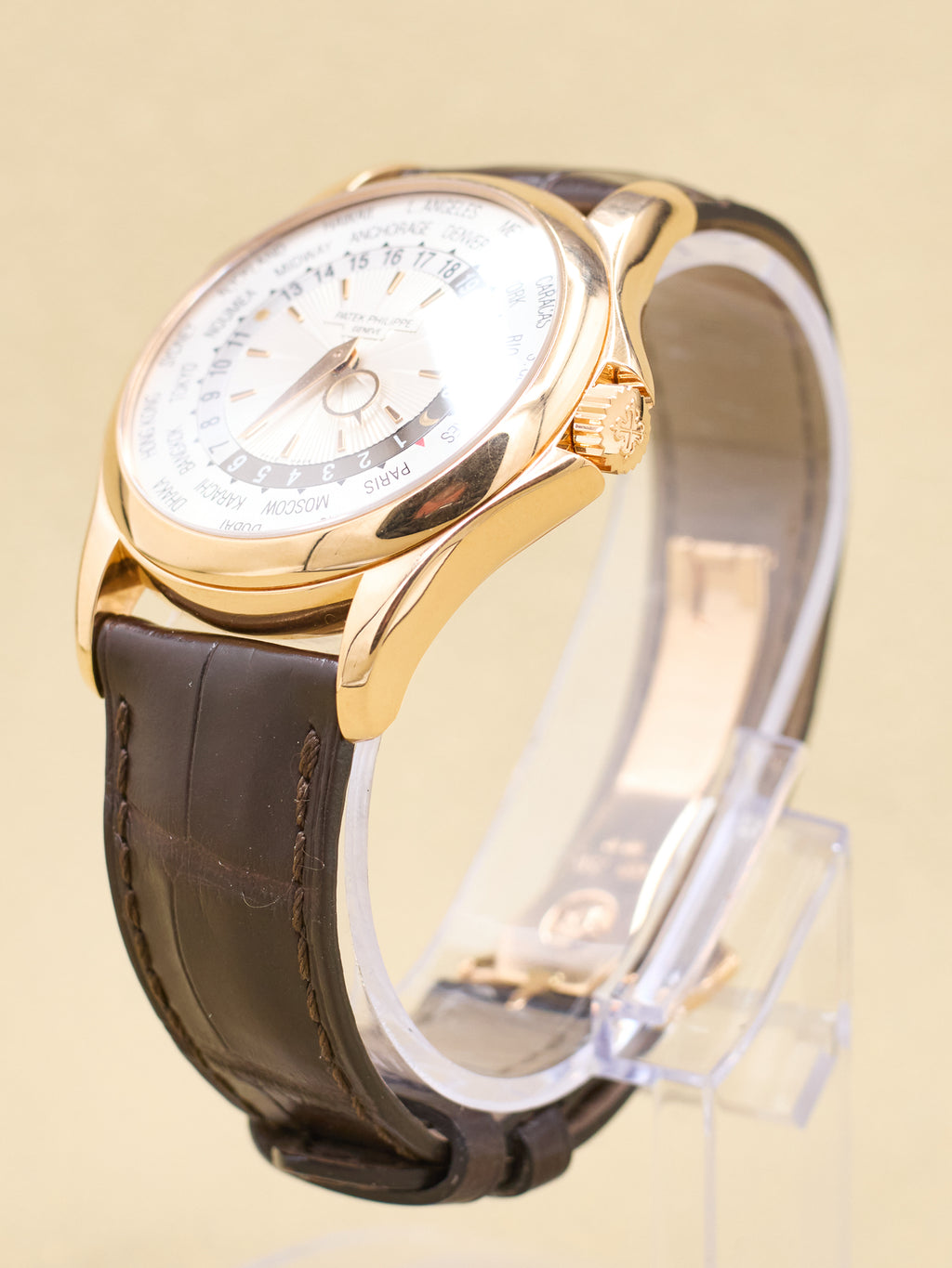 Patek Philippe World Time Silver Dial on Brown Leather 5130R-001 2016