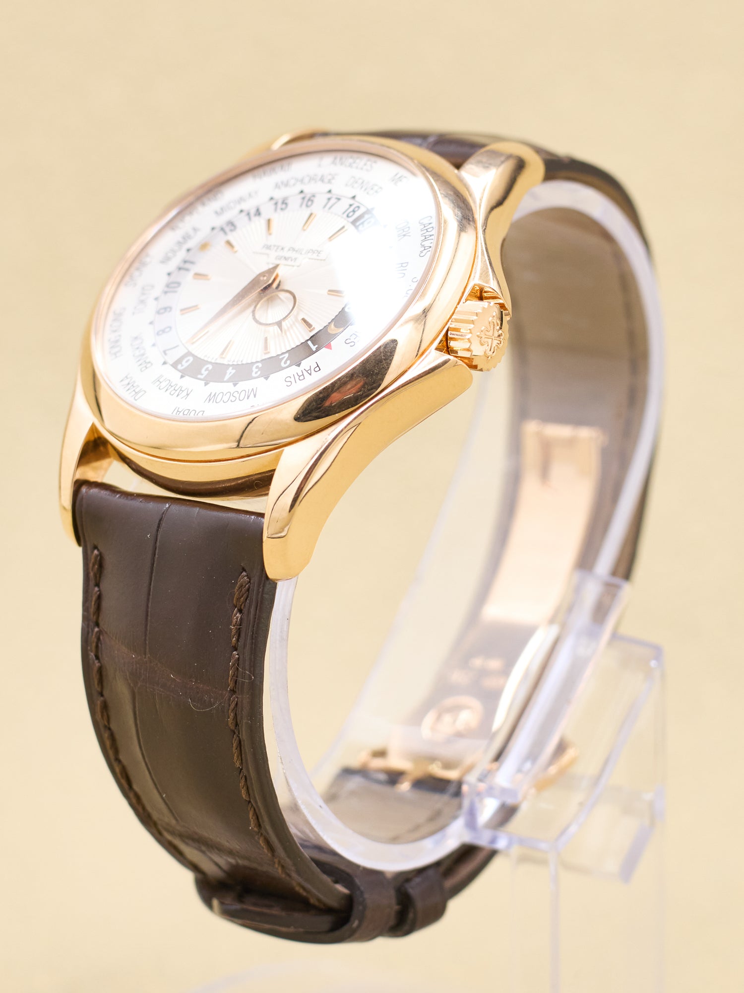 Patek Philippe World Time Silver Dial on Brown Leather 5130R-001 2016
