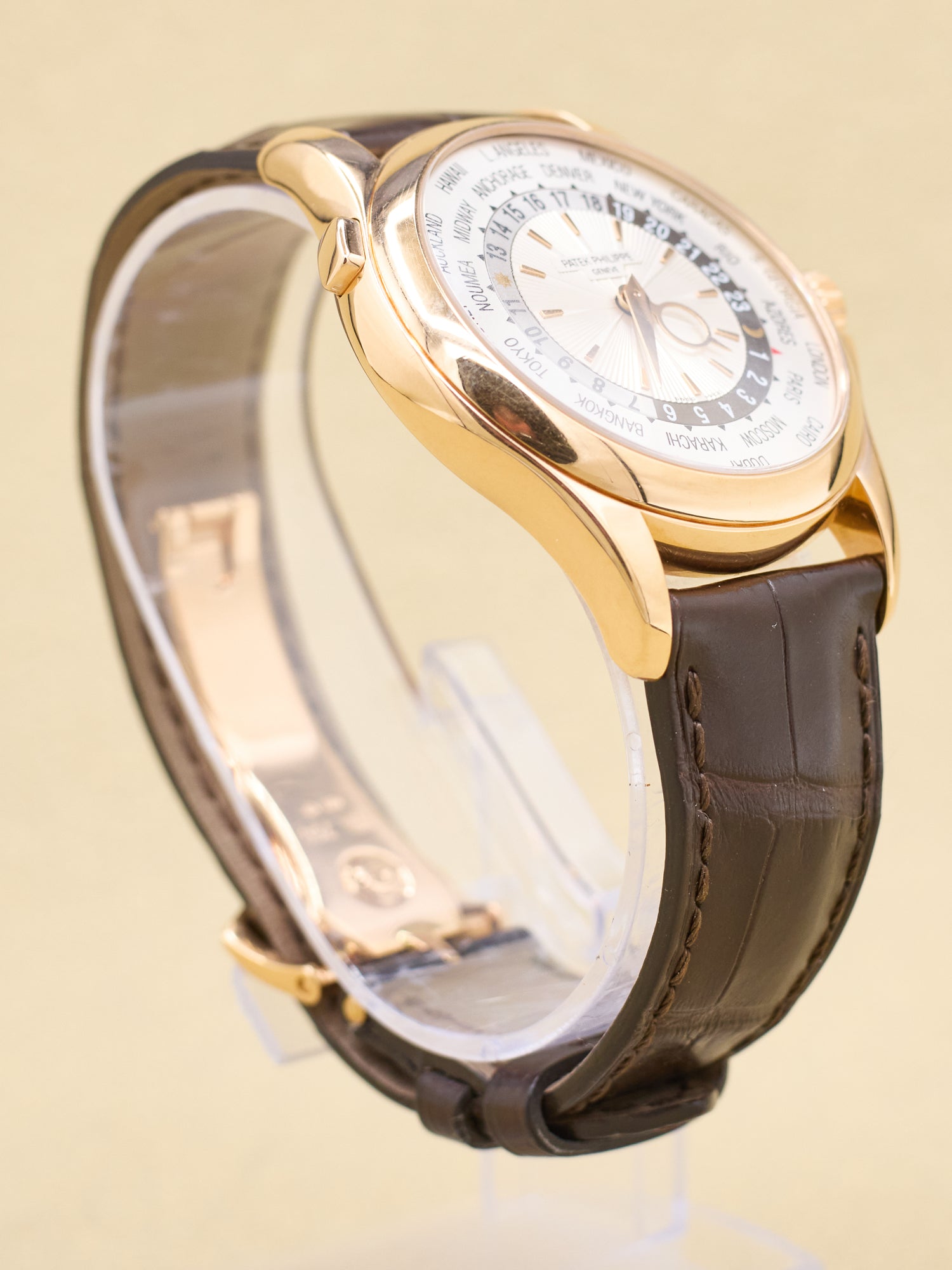 Patek Philippe World Time Silver Dial on Brown Leather 5130R-001 2016