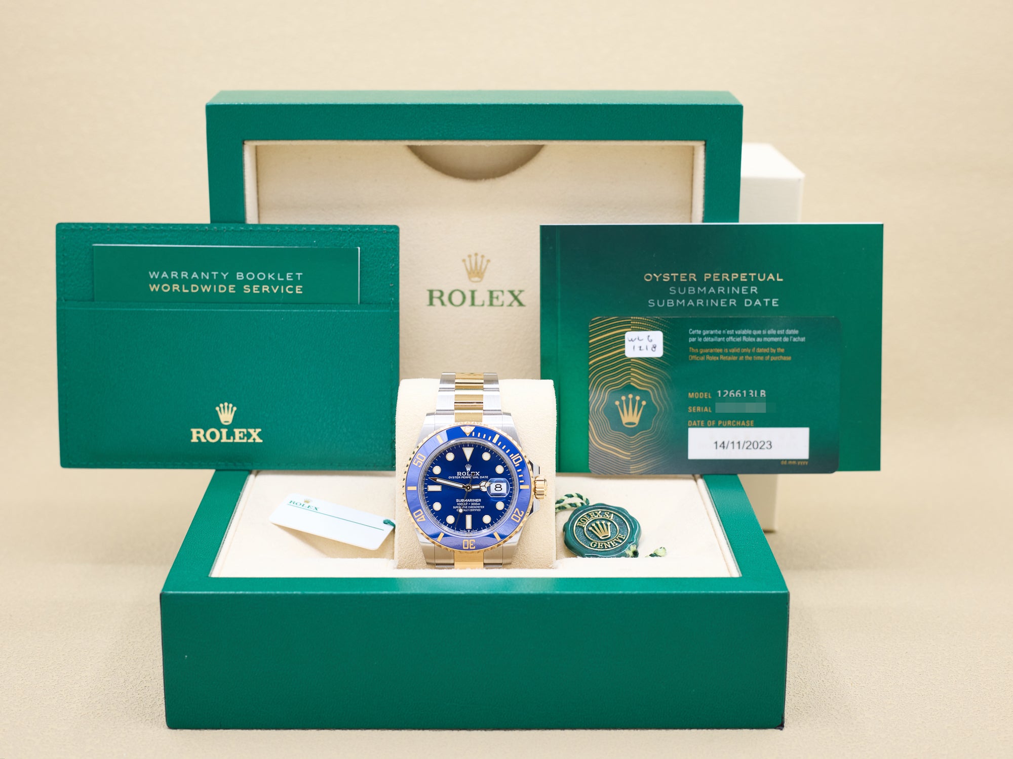 Rolex Submariner Blue Dial on Oyster 126613LB Complete 2023