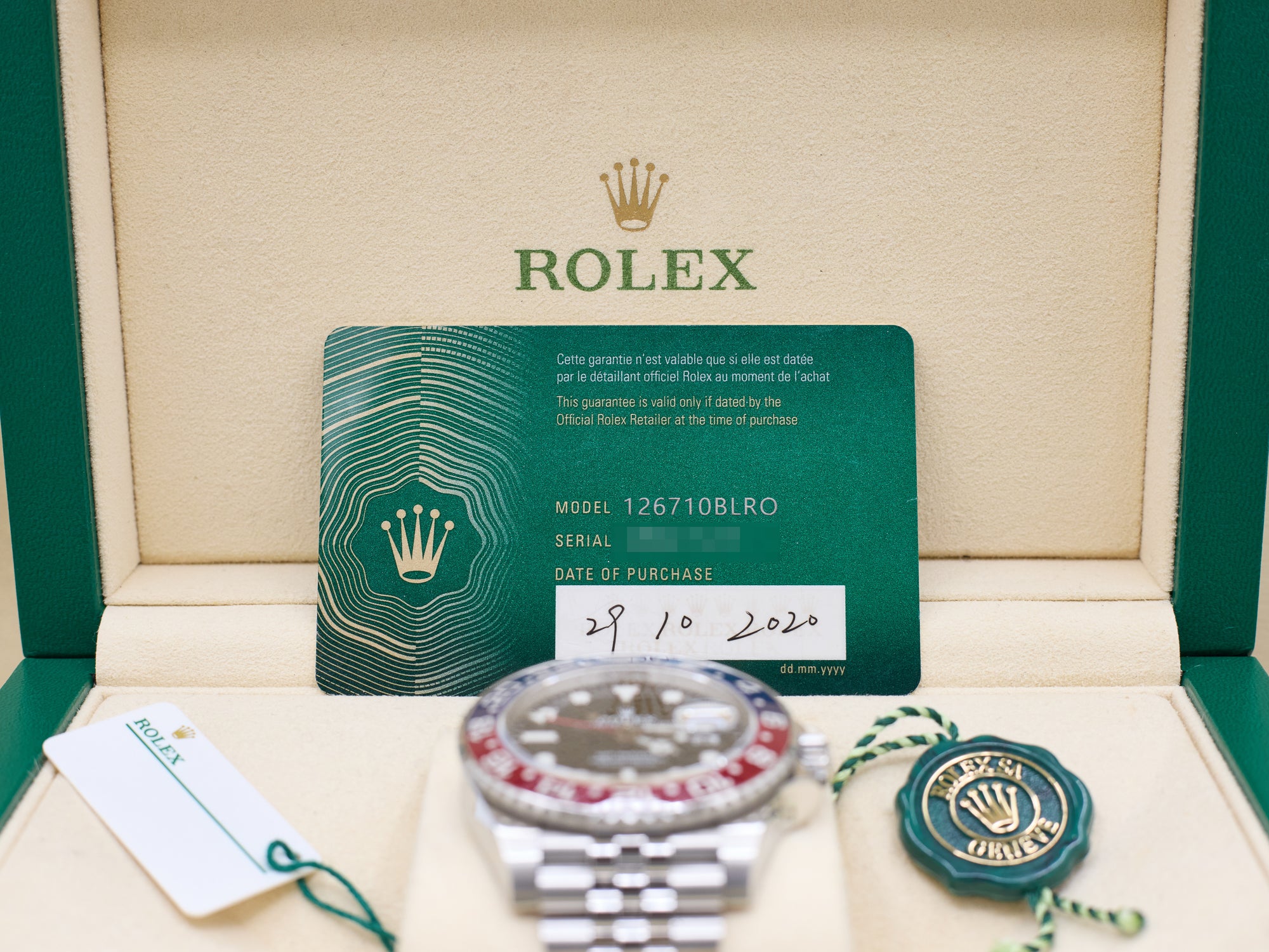 Rolex GMT-Master II Pepsi Black Dial on Jubilee 126710BLRO Complete 2020