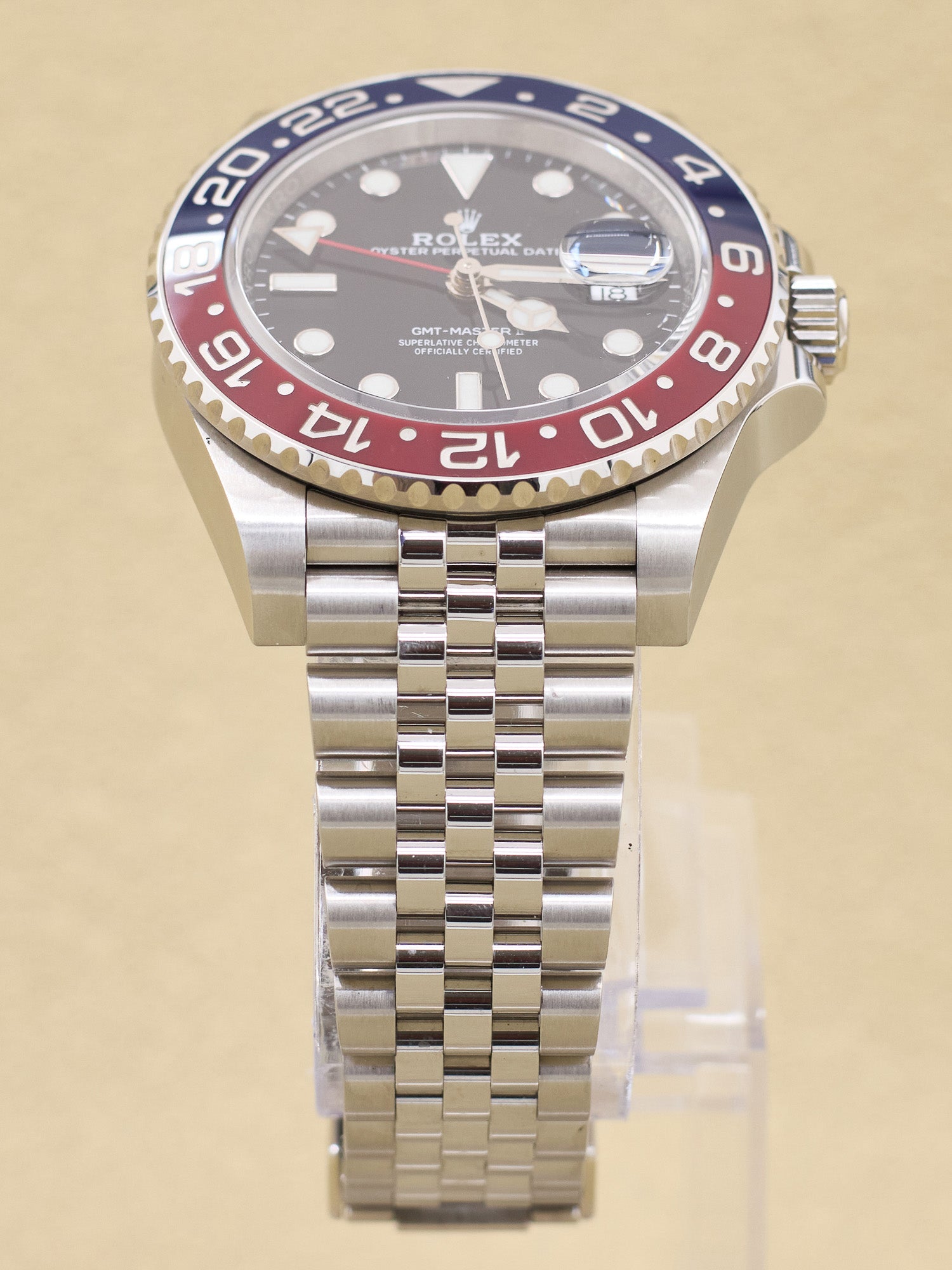 Rolex GMT-Master II Pepsi Black Dial on Jubilee 126710BLRO Complete 2020