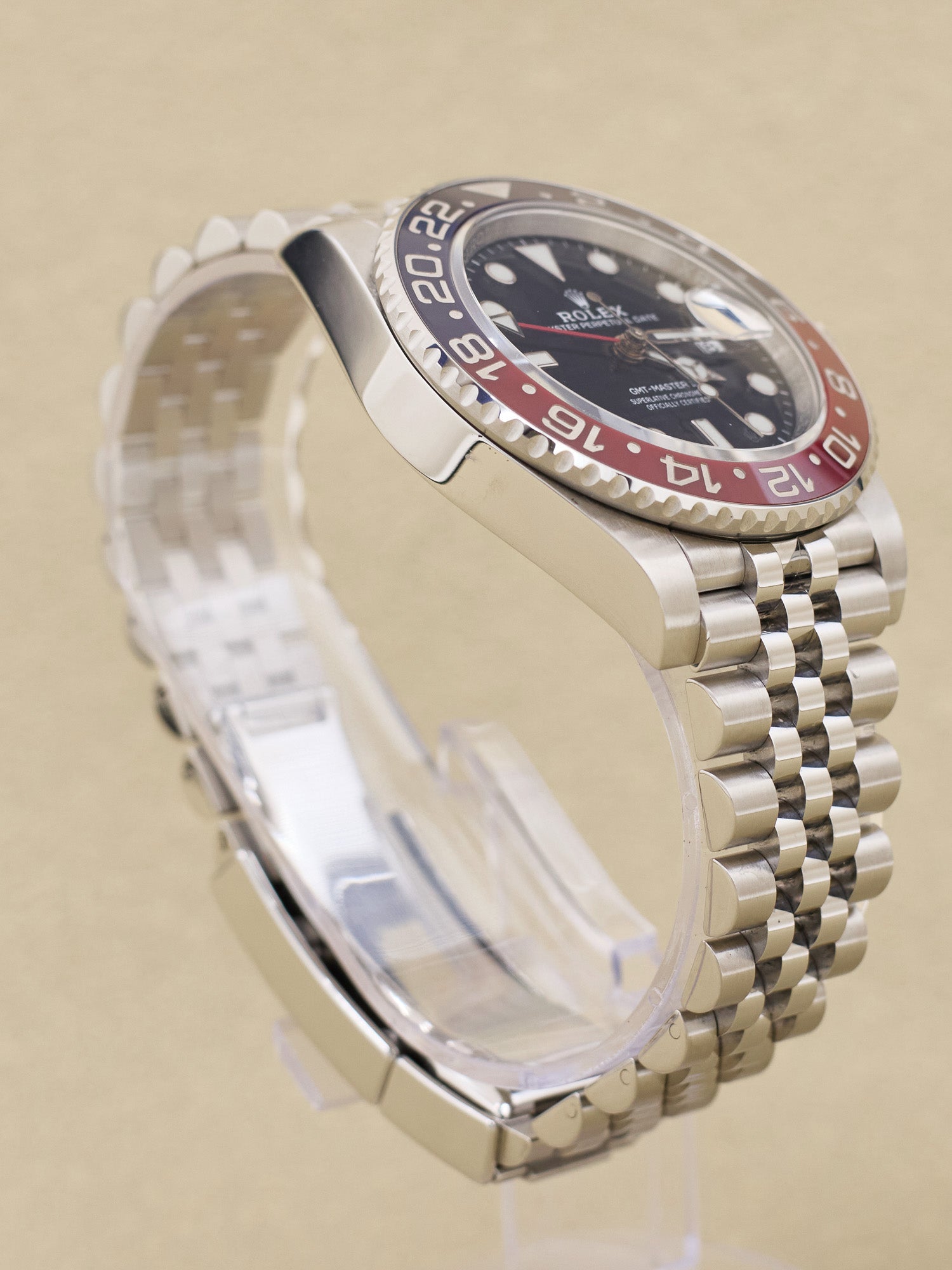 Rolex GMT-Master II Pepsi Black Dial on Jubilee 126710BLRO Complete 2020