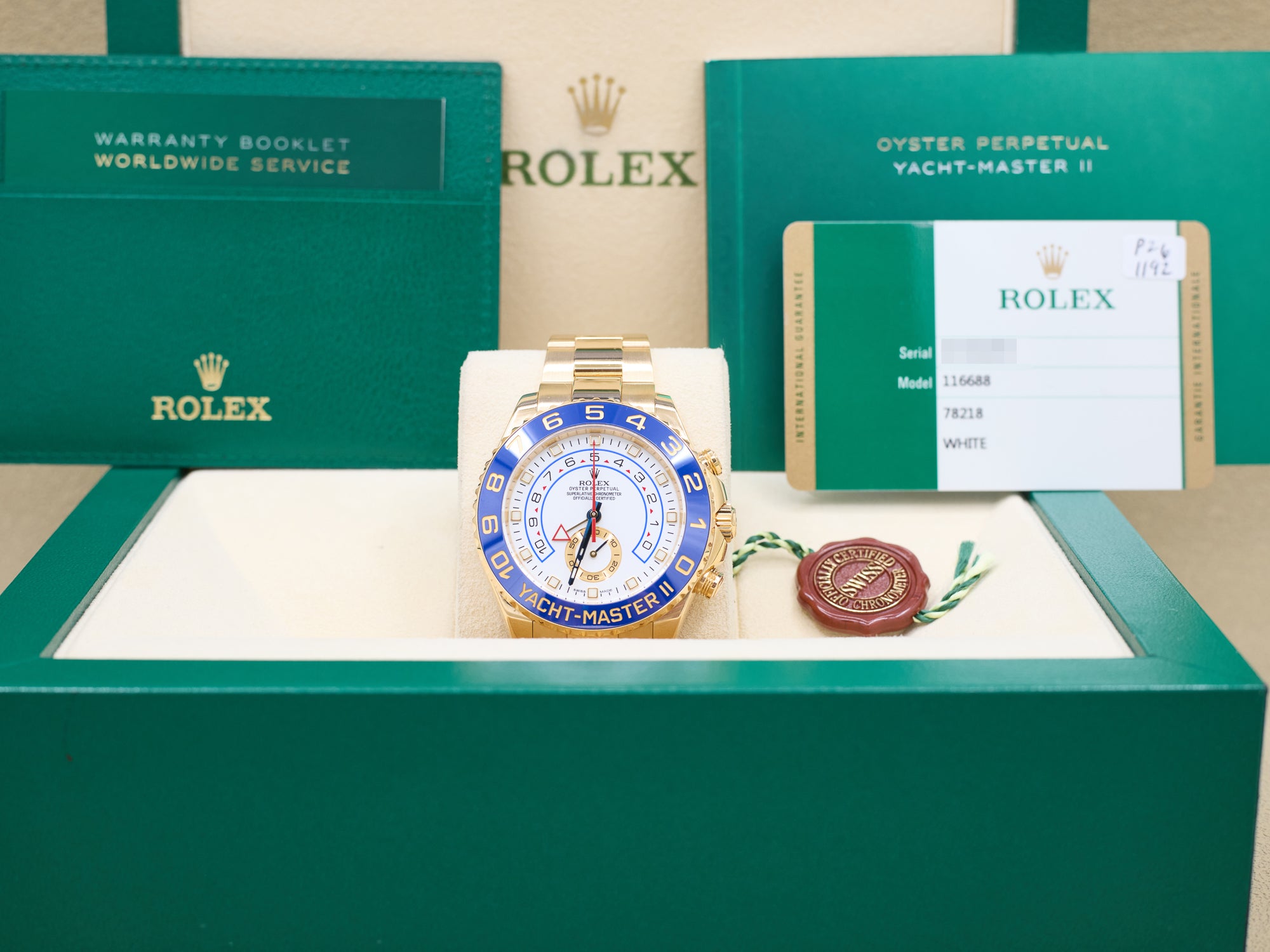 Rolex Yacht-Master II White Dial on Oyster 116688 Complete 2016