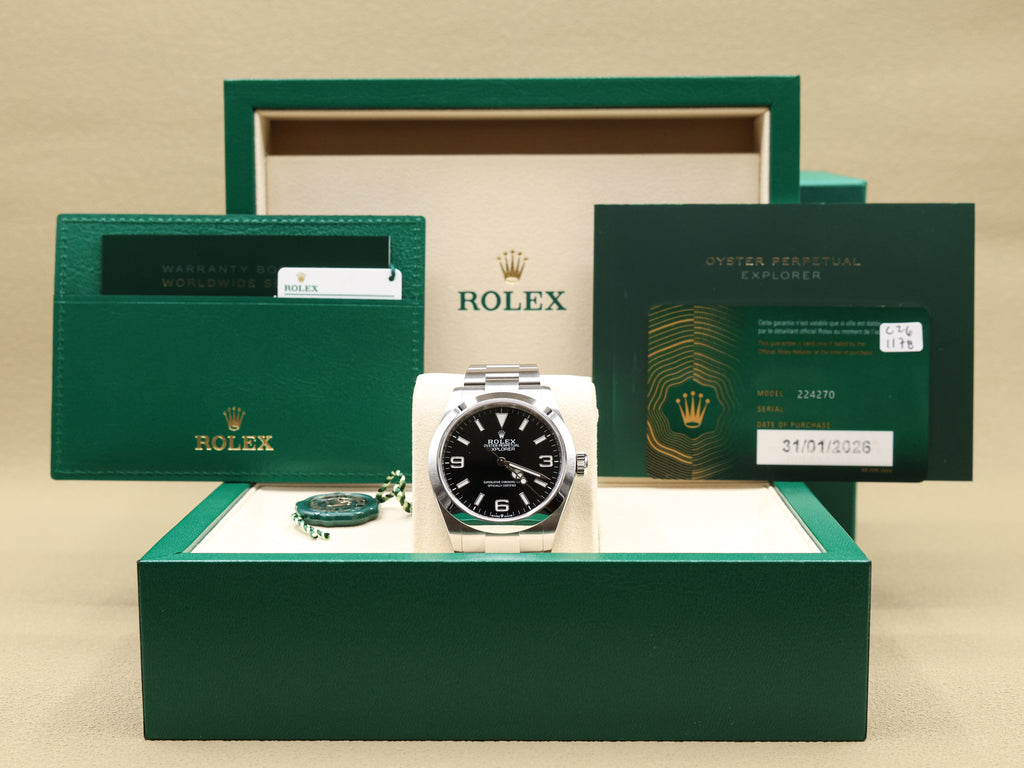 Rolex Explorer 40 Black Index Arabic Dial on Oyster 224270 Complete 2026