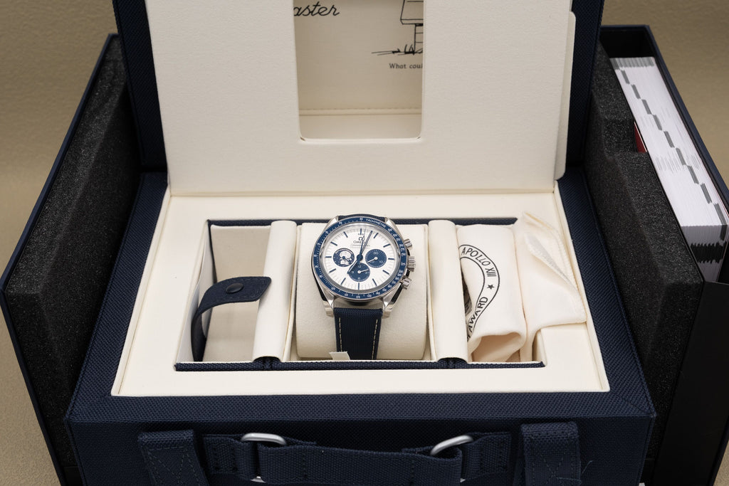 Omega Speedmaster Anniversary Series Co-Axial Master Chronometer Chronograph Silver Dial on Nylon Strap 310.32.42.50.02.001 Complete 2023