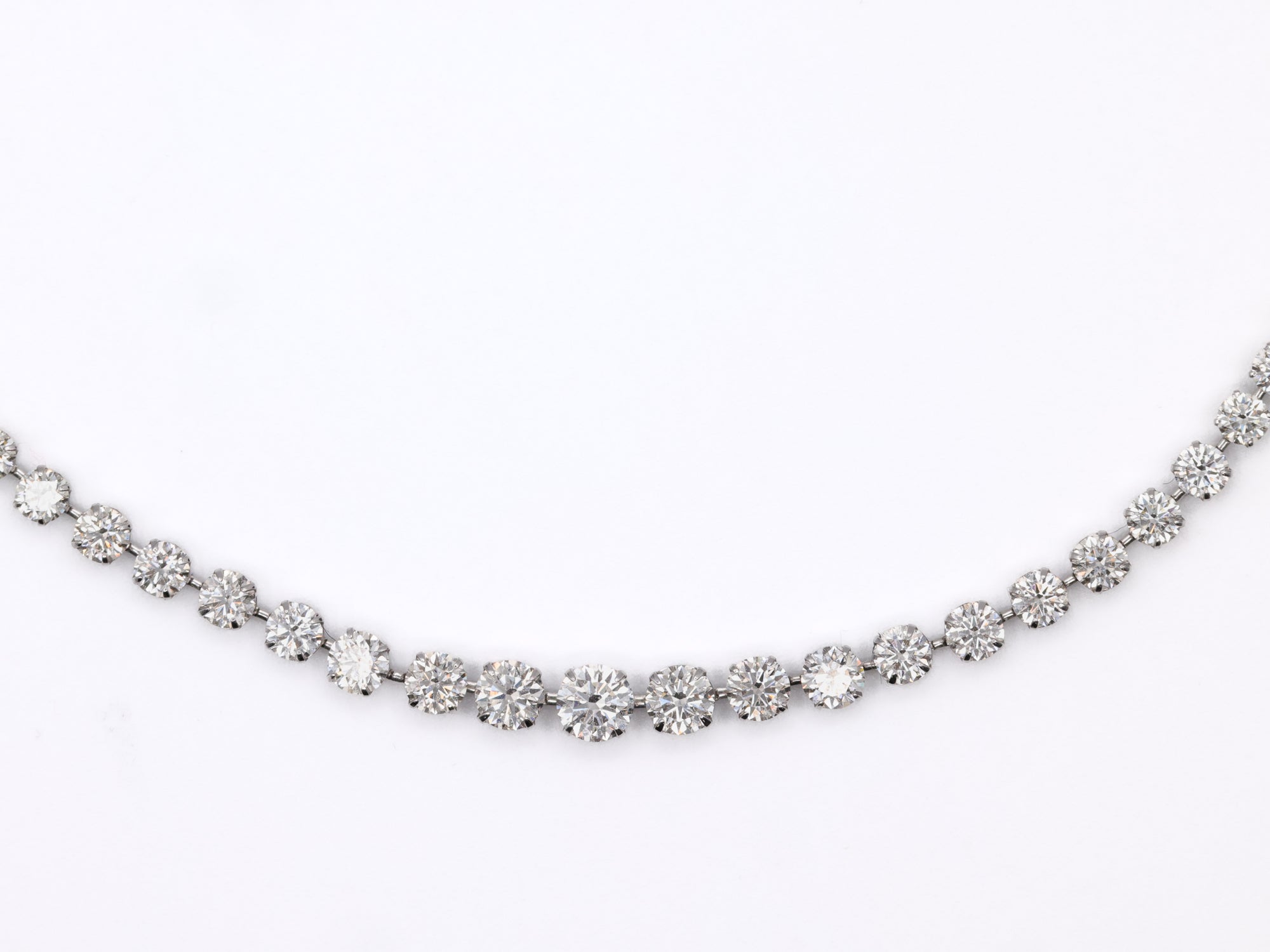 Platinum Graduated Round Diamond Tennis Necklace 14.1ct N-620PLT