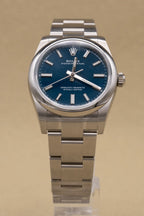 Rolex Oyster Perpetual 34 Blue Index Dial on Oyster 124200 Complete 2026