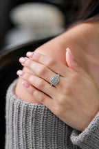 Radiant Fancy Blue Diamond Halo Ring 18KT White Gold 1.96ct R-121FB