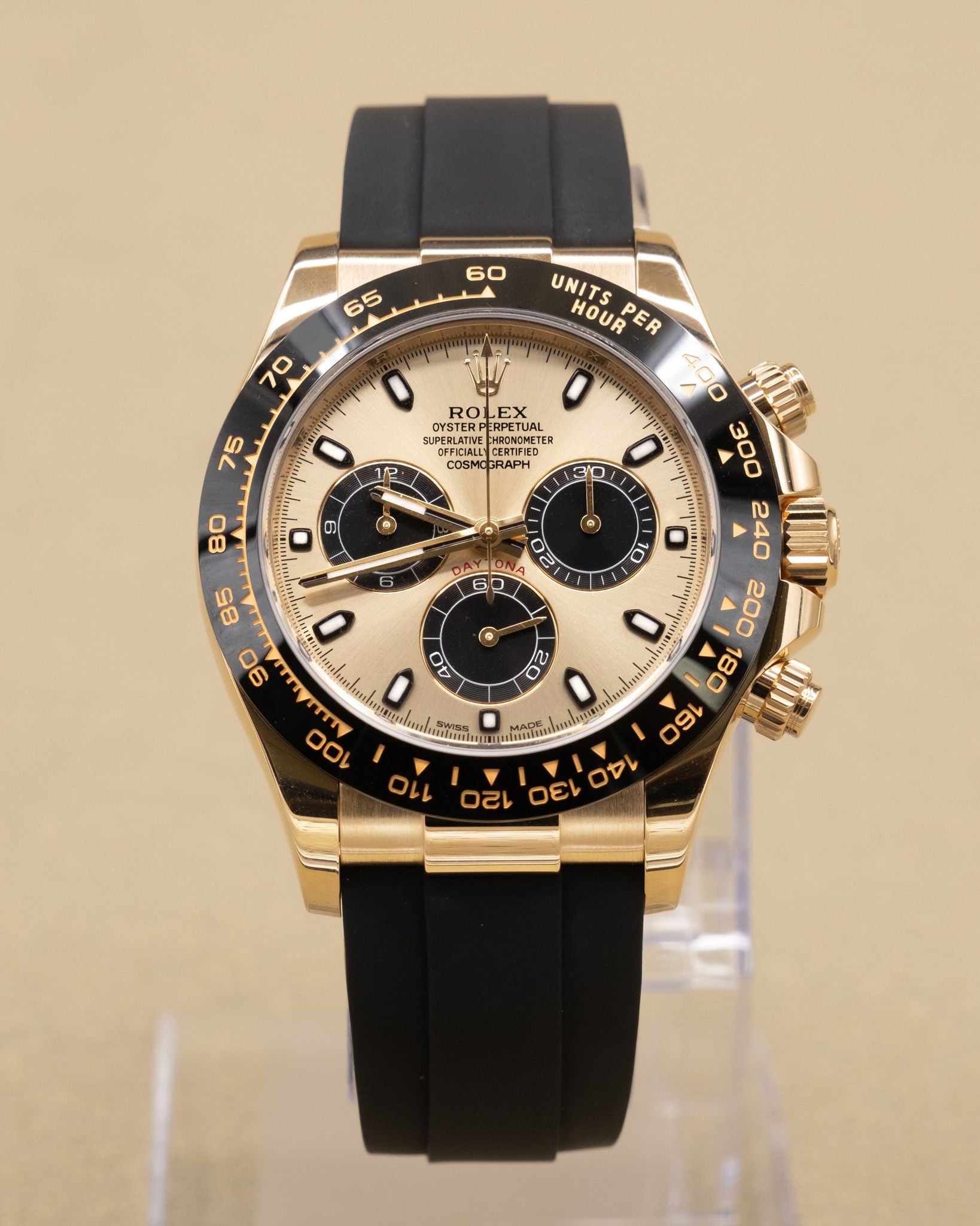 Rolex Daytona Champagne And Index Dial on Oysterflex 116518LN Card 2020