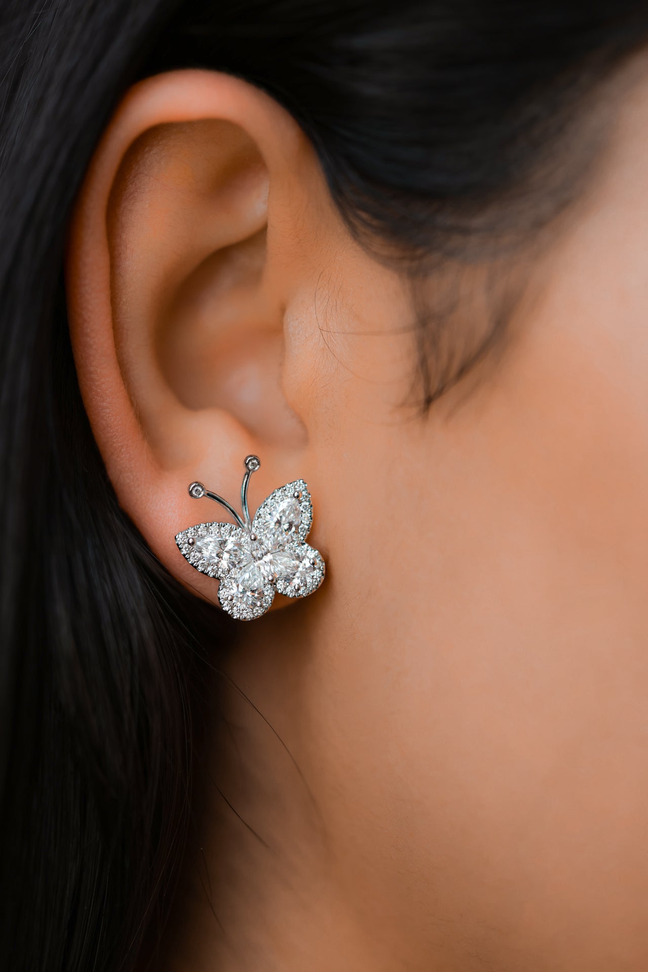 18KT White Gold Natural Diamond Butterfly Earrings 2.66ctw E-42169