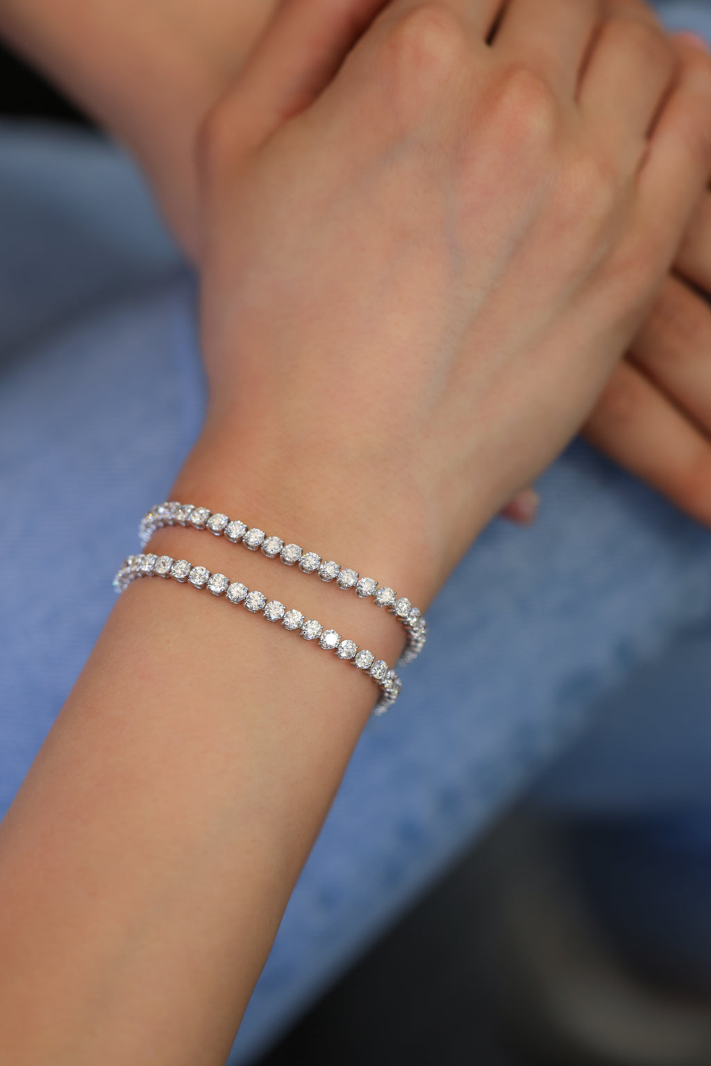 Round Diamond Tennis Bracelet in 14K White Gold, 6.89ct B-688RD