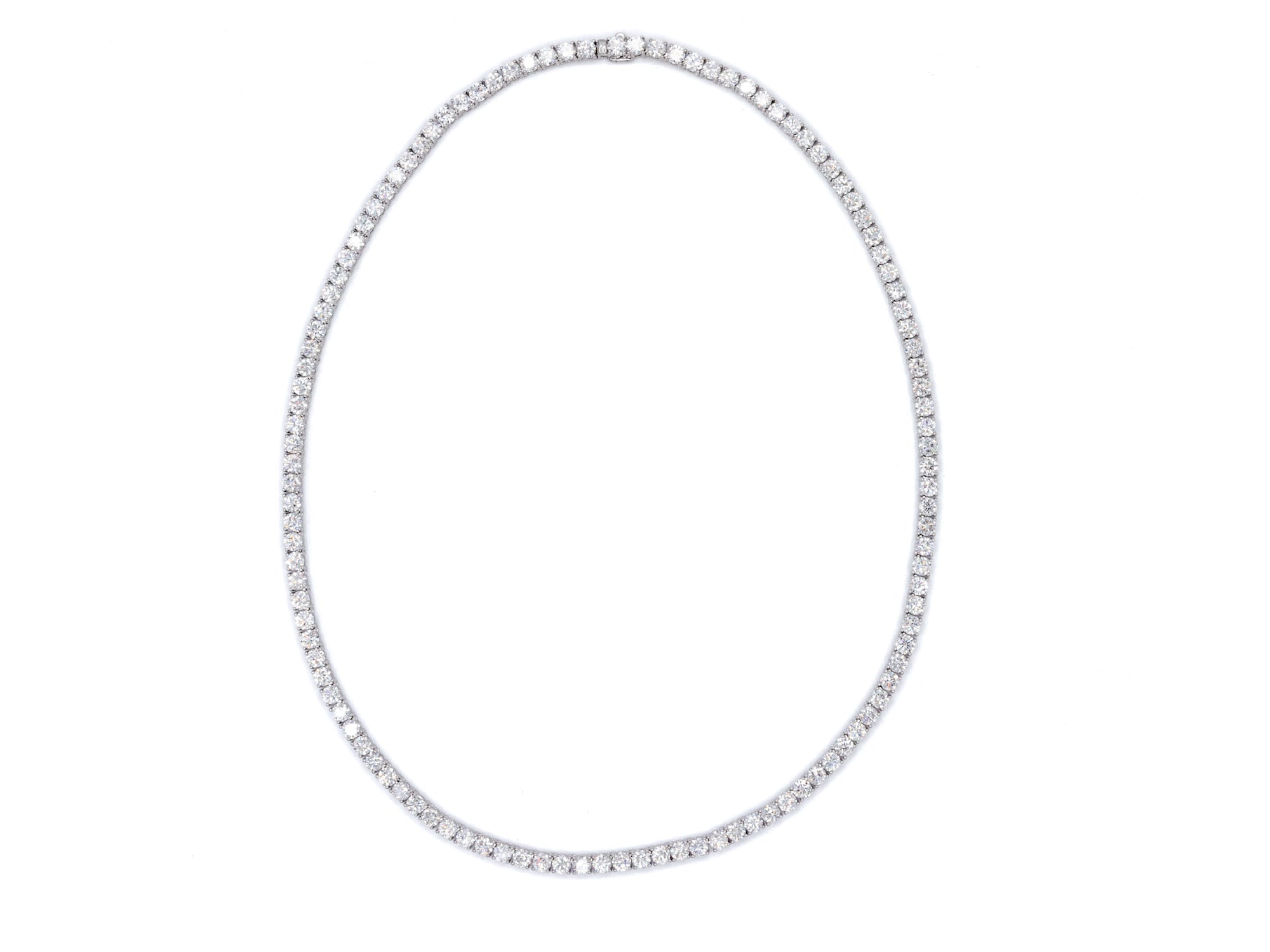 Kourosh 14K White Gold Round Lab Grown Diamond Tennis Necklace 18.9ct N-2013LGD